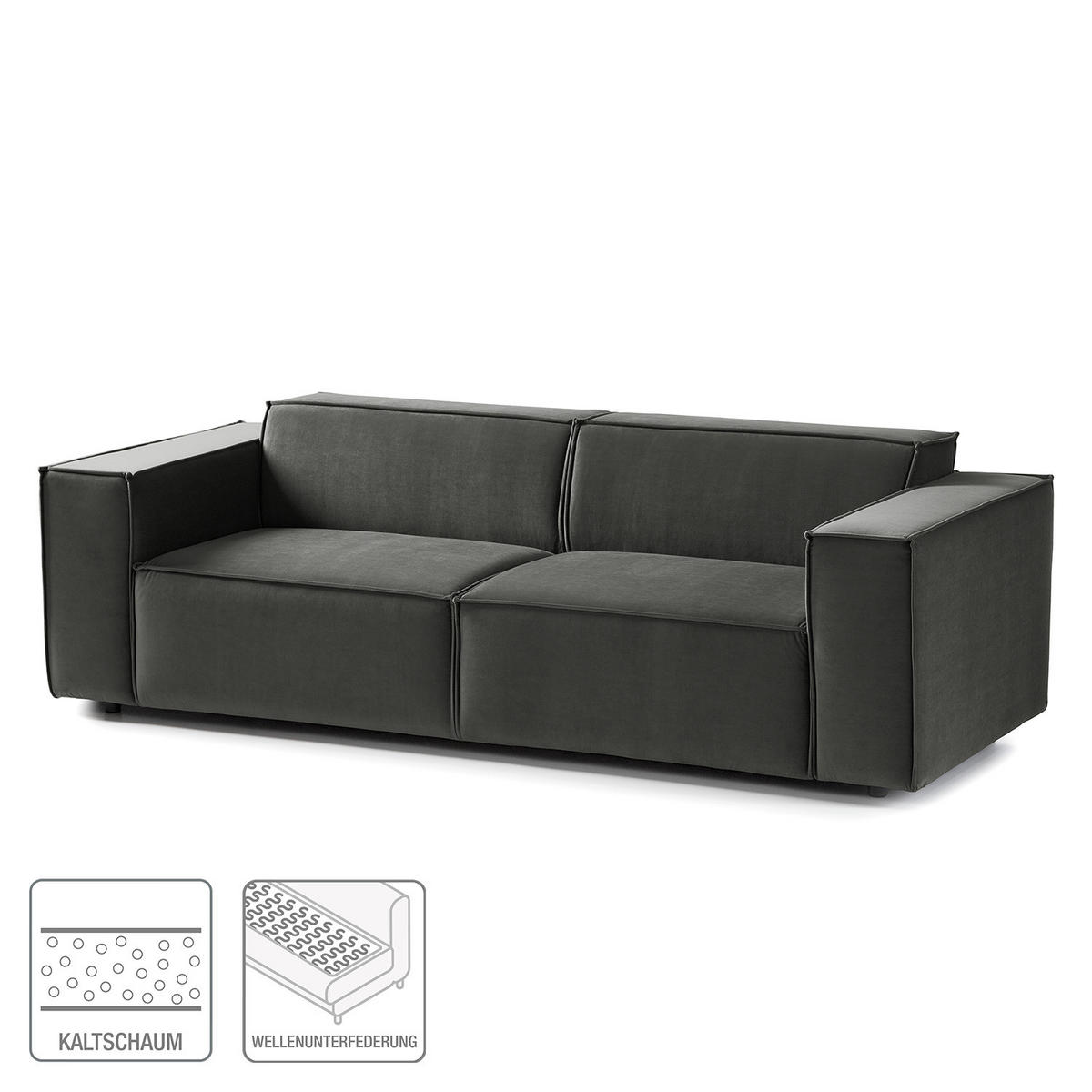 2,5-SITZER SOFA - Grau, Textil (223/70/96cm) - home24