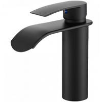 WASCHTISCHARMATUR , Wasserfallauslauf - Schwarz, Metall (17/18/17cm) - BELZ