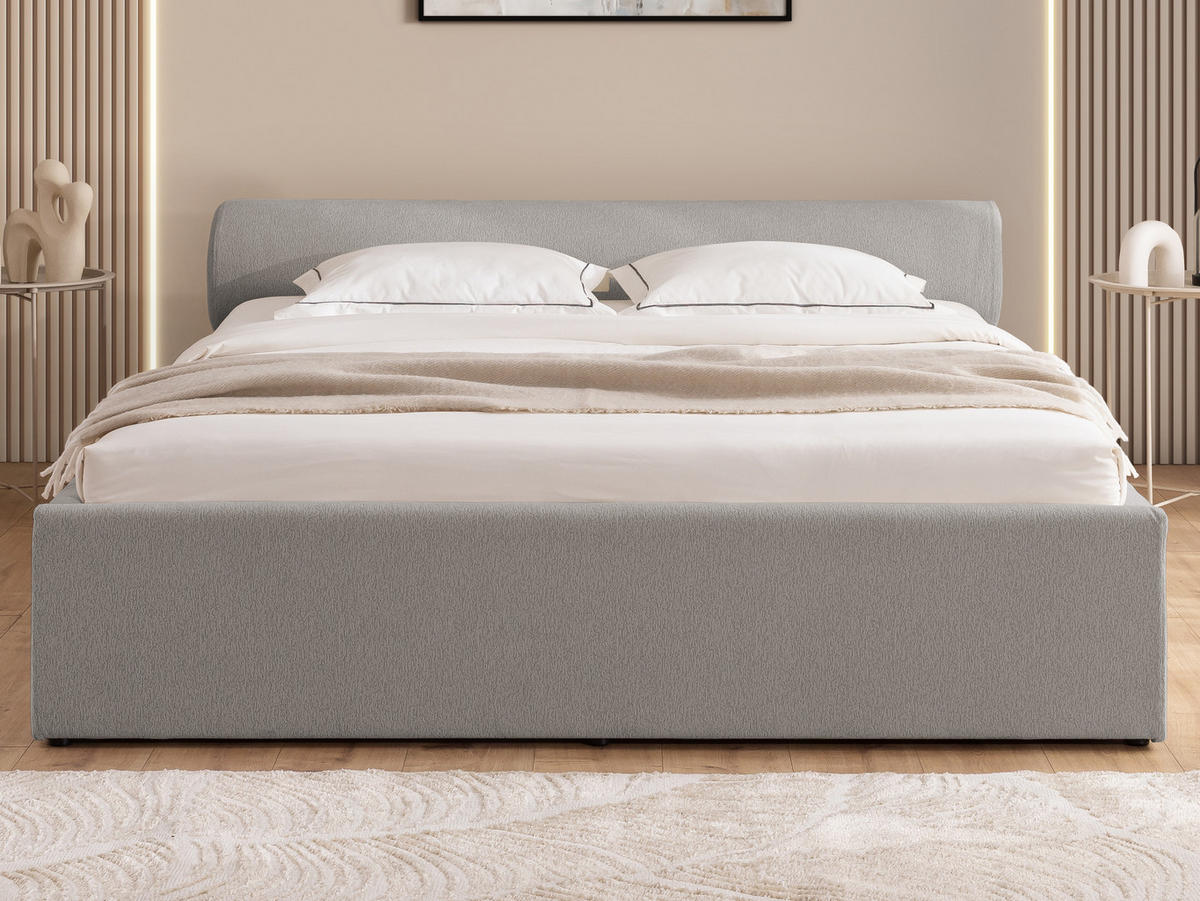 POLSTERBETT 200/200 cm Josy im Designer-Look mit Bettkasten und Lattenrost aus Grau Chenille-Stoff - Schwarz/Grau, Holz/Kunststoff (200/200cm) - S-Style Möbel