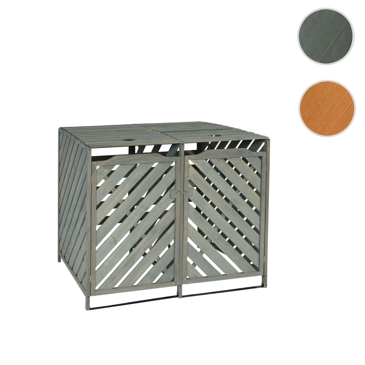 2ER/4ER MÜLLTONNENVERKLEIDUNG Grau - Grau, Holz (133/121/98cm) - MCW