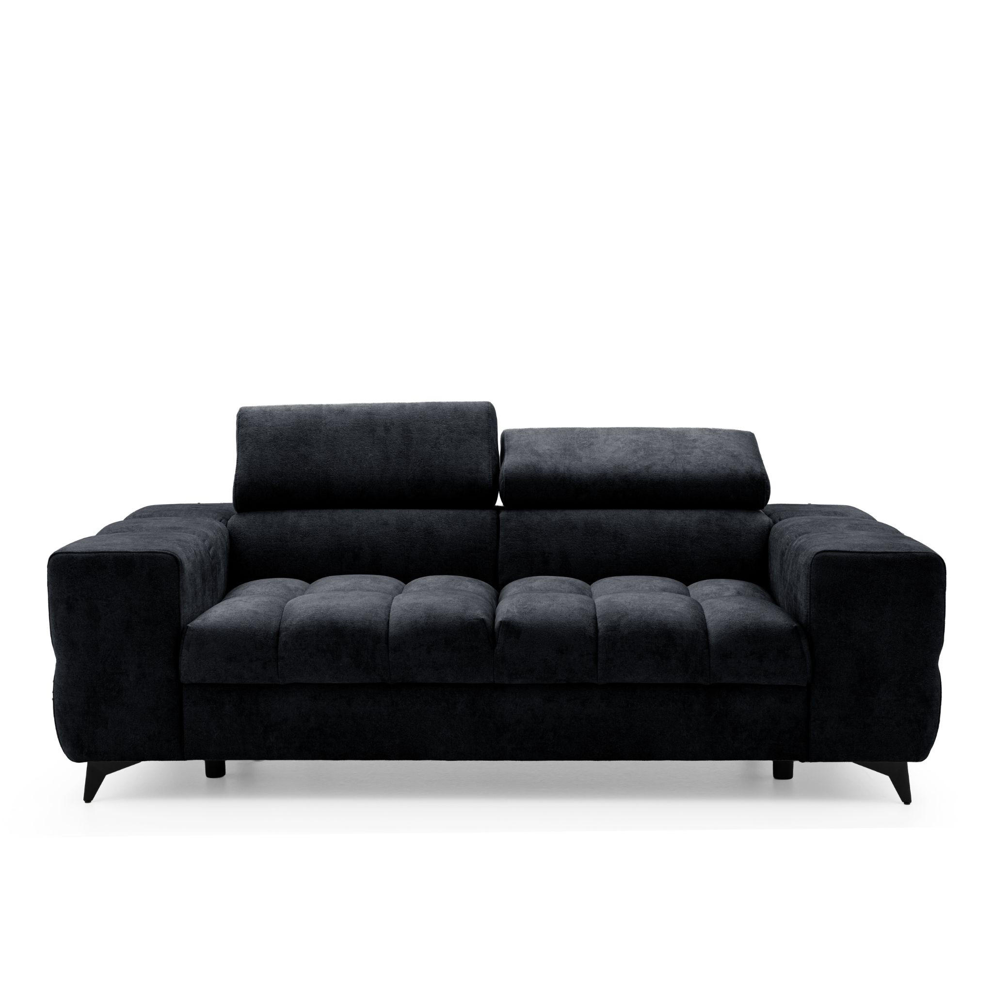 2-SITZER Sofa PUDDING 209 cm Velours Schwarz - Schwarz, Holz/Textil (209/93/100cm) - Muffo