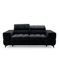 2-SITZER Sofa PUDDING 209 cm Velours Schwarz - Schwarz, Holz/Textil (209/93/100cm) - Muffo
