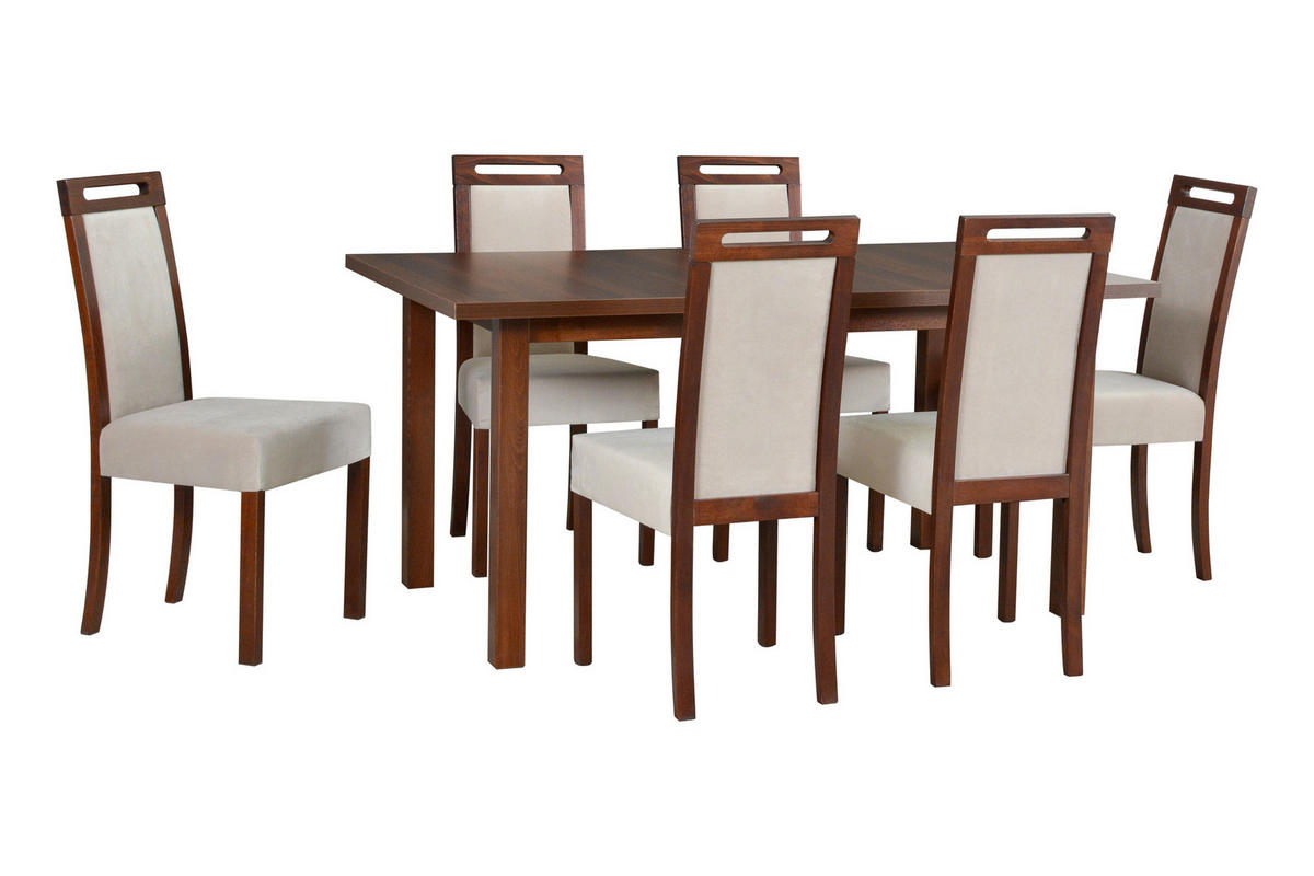STUHL 2er Set ROMA 5 nussbaum - Beige/Nussbaumfarben, Holz (43/96/40cm) - Leaf Design