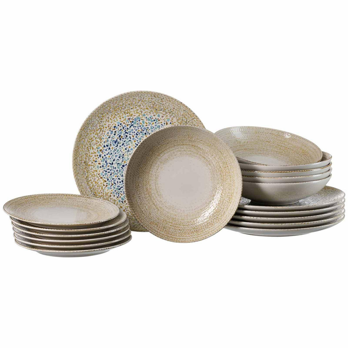 TELLER-SET Rimini beige 18er Set - Beige, Keramik (1/1/1cm) - Ritzenhoff Breker