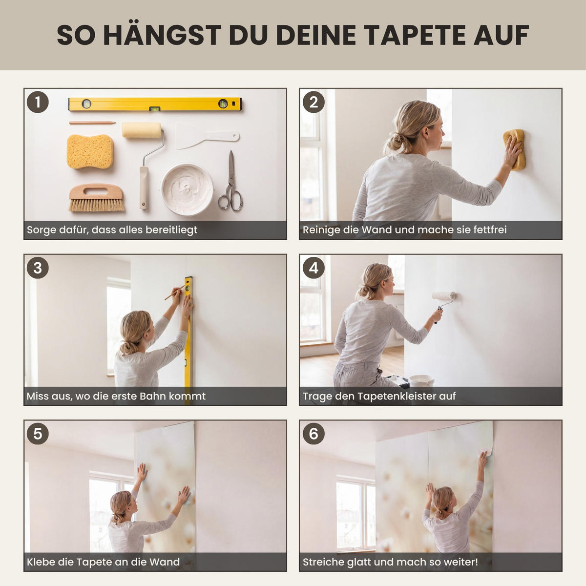 TAPETE - Wild - Blumen - Weiß - 100x240 cm - Creme, Papier (100/240cm) - OnlyWow