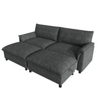 SOFA Schwarz U-Form Cloud Modular Deep Seat 216cm Hocker - Schwarz, Textil (77/82/216cm) - FLIEKS