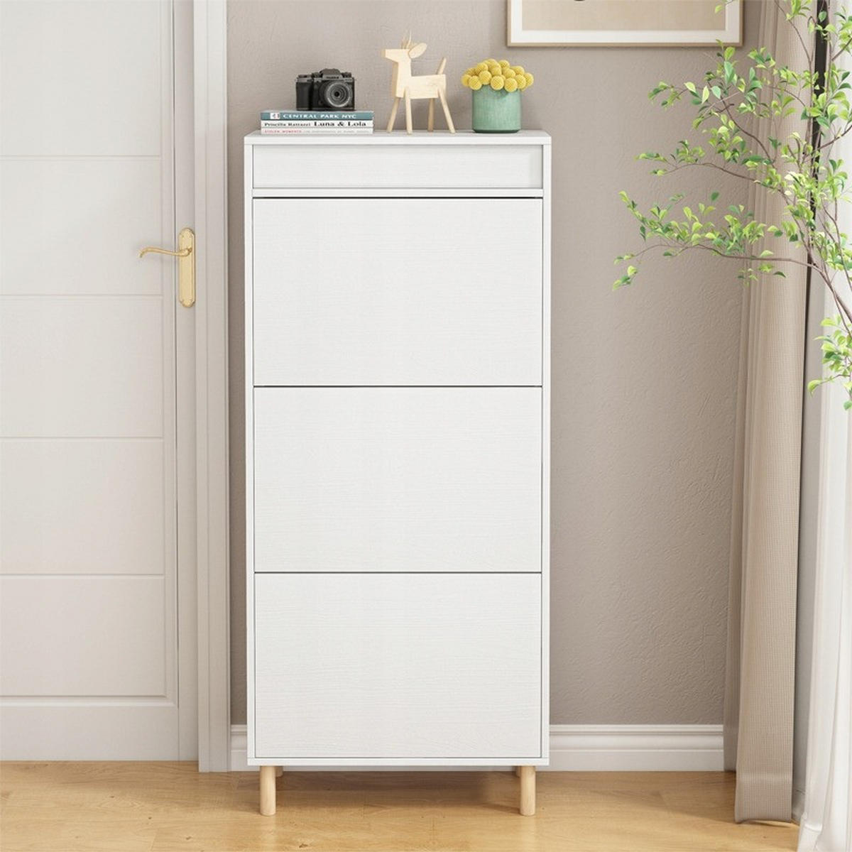 SCHUHREGAL, weiß 55/28/130cm - Weiß, Holzwerkstoff (55/130/28cm)