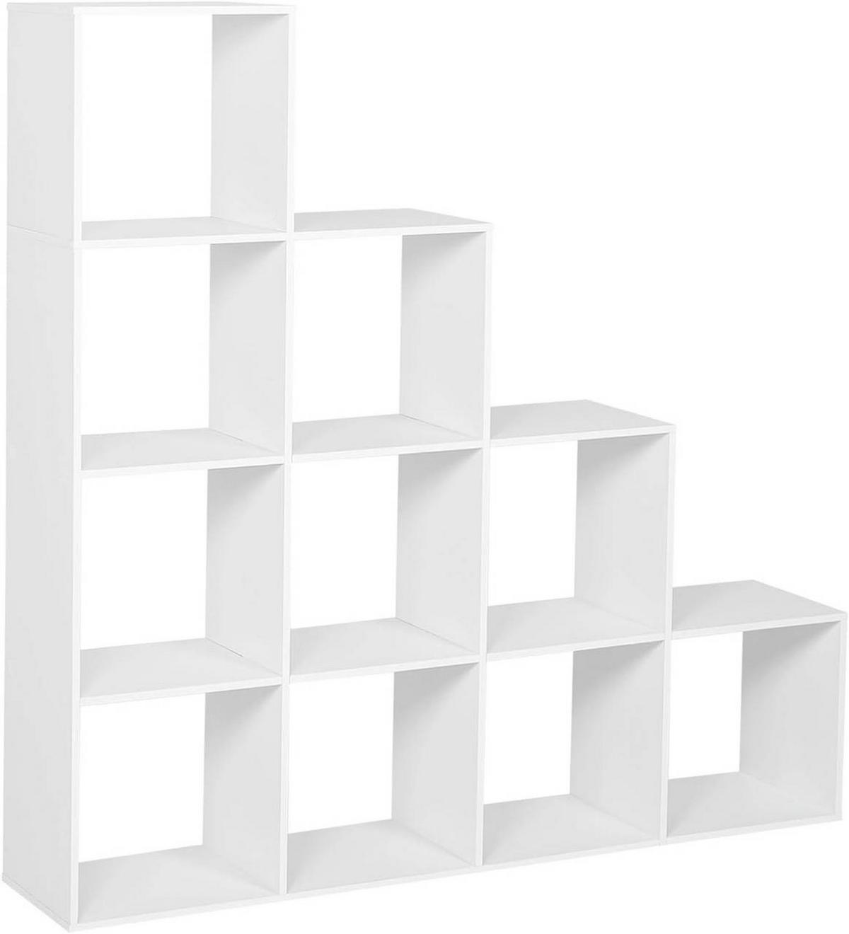 REGALE Bücherregal mit 10 Fächern, 136x29x136cm, Weiß - Weiß, Holzwerkstoff (136/136/29cm) - Woltu
