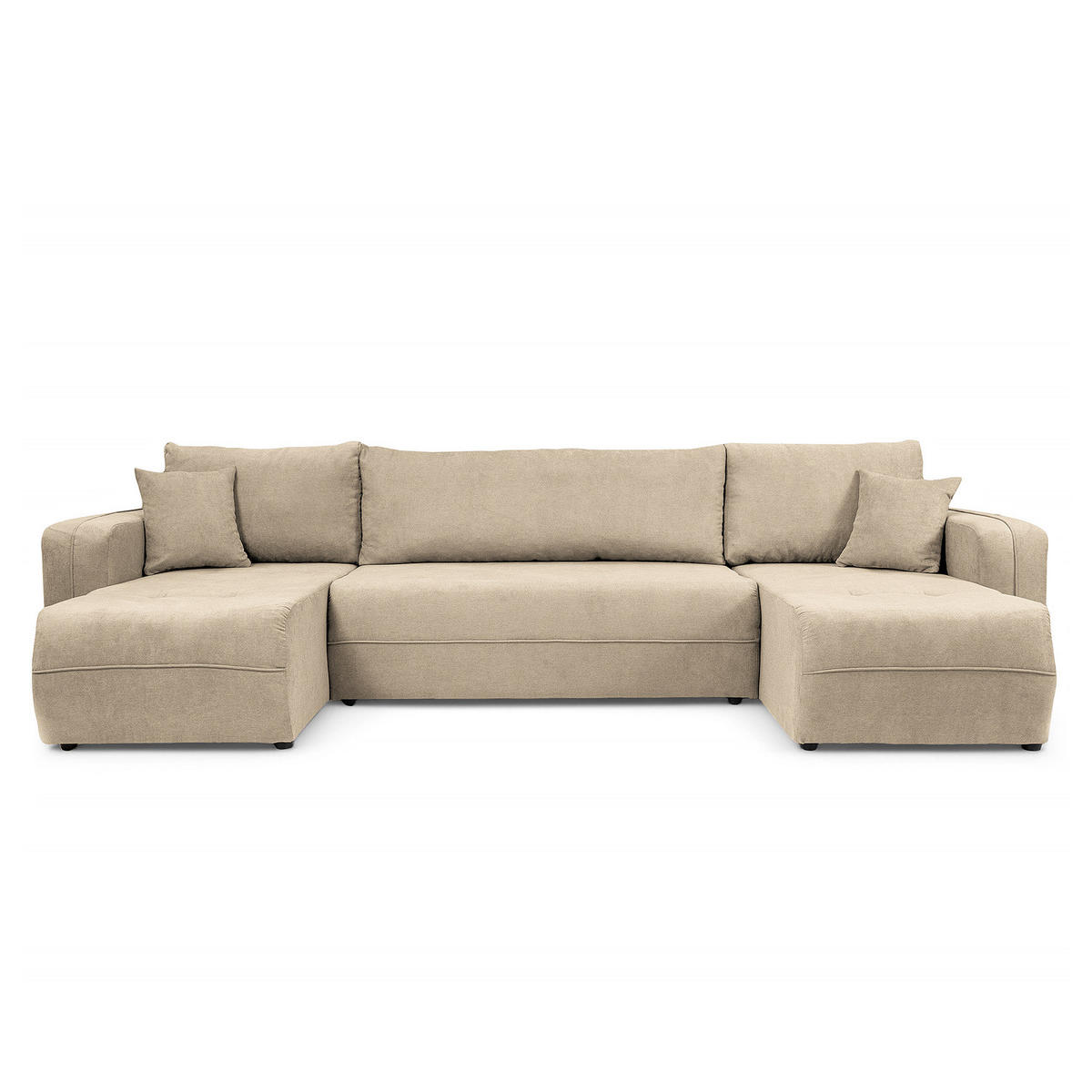 WOHNLANDSCHAFT - Creme/Schwarz, Kunststoff/Textil (312/82/145cm) - home24