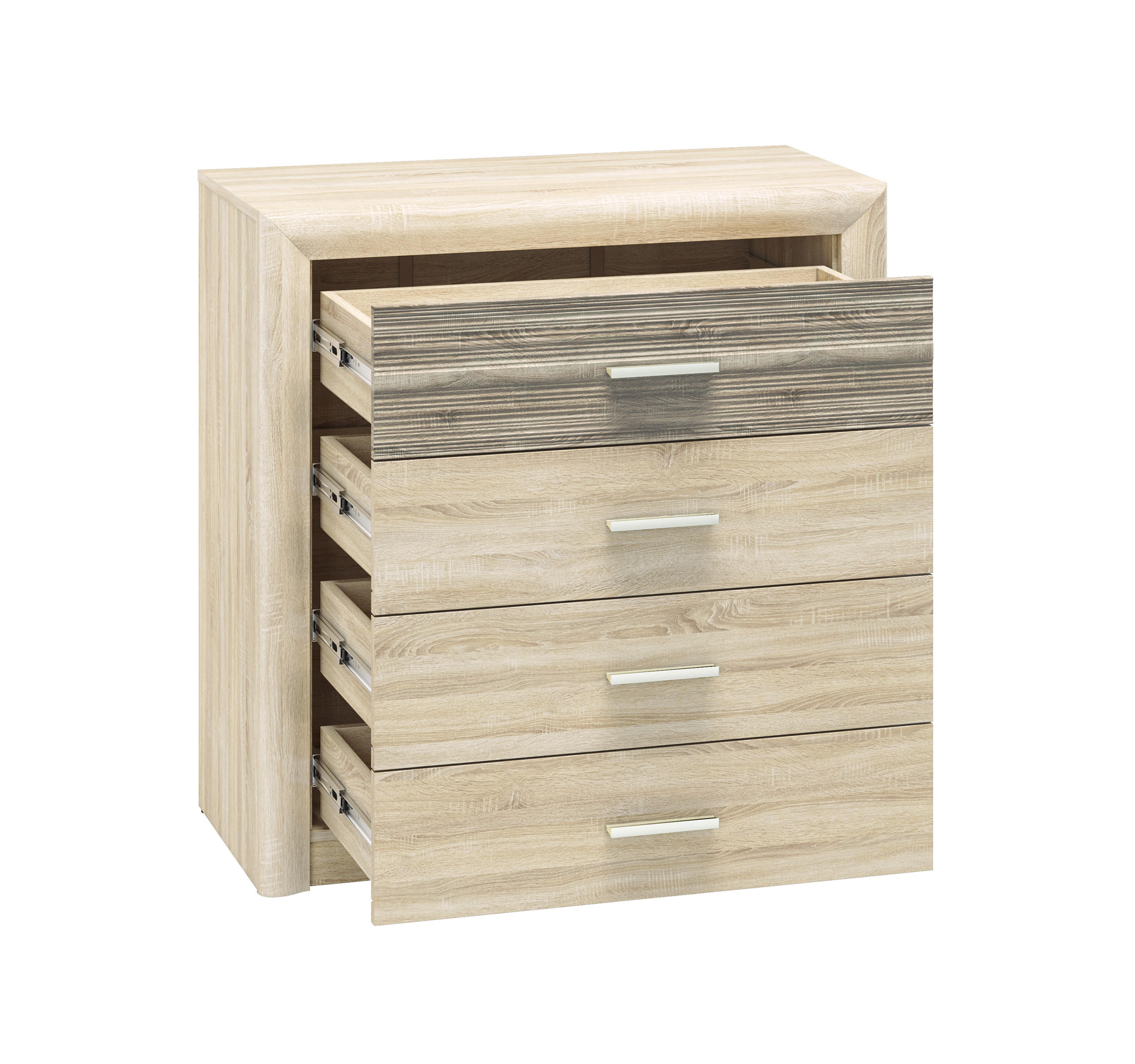 KOMMODE Castel Sonoma Eiche hell / Sonoma Eiche Trüffel 92 / 43 / 94cm - Braun, Holz/Holzwerkstoff (92/94/43cm) - Feldmann-Wohnen