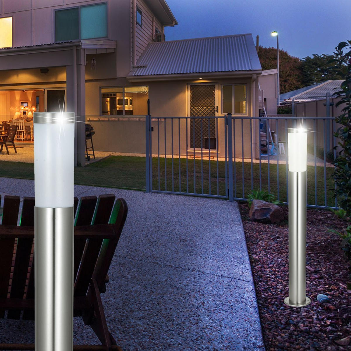 LED STEHLEUCHTE Edelstahl Silber 2er Set - Silberfarben, Kunststoff (12.7/12.7/110cm) - Globo Lighting