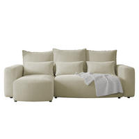 ECKSOFA Travis mit Bettkasten und Schlaffunktion, L-Form, Cord, Universal - Ecru, Holzwerkstoff (248/148cm) - 4ALL HOME