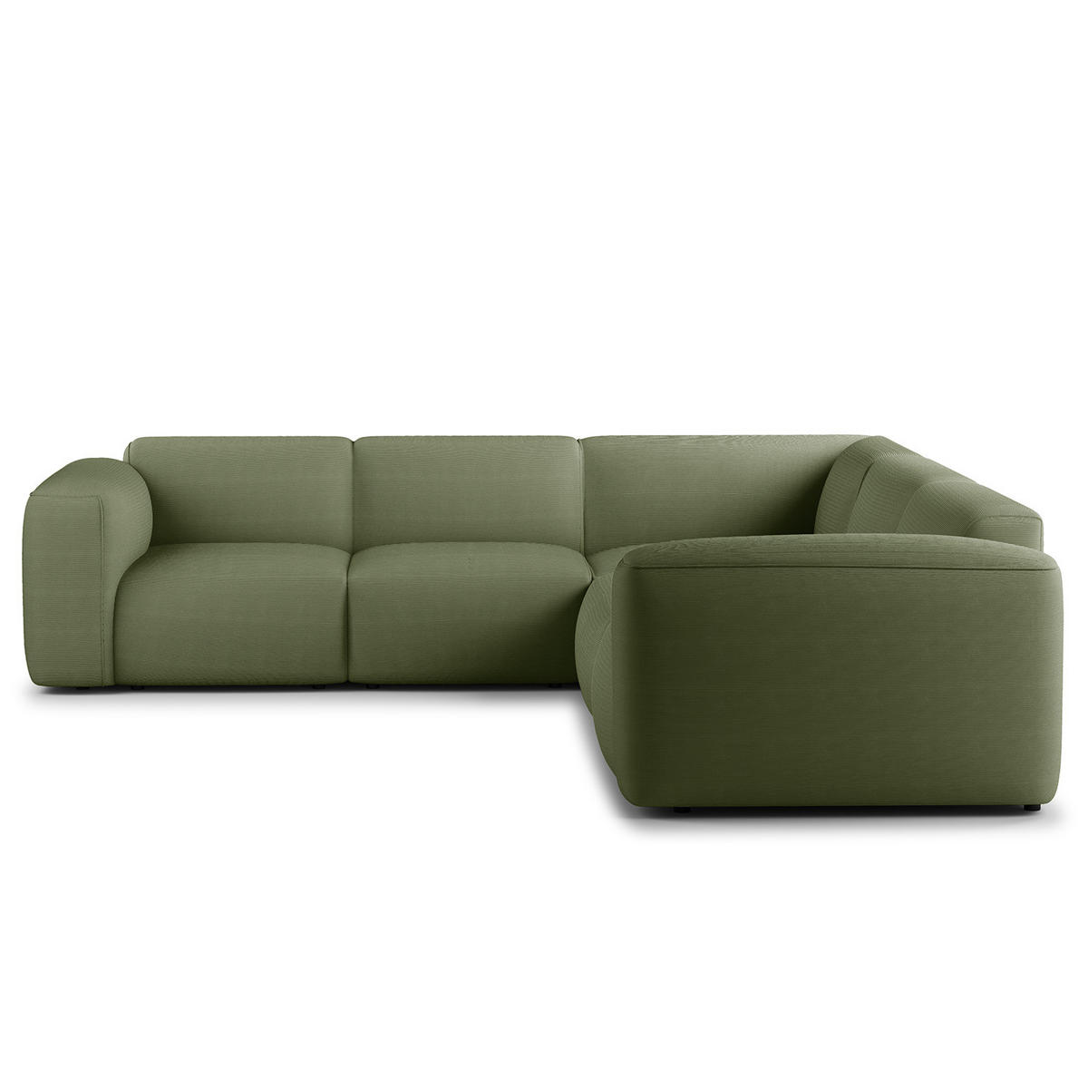 ECKSOFA mit Rundecke - Dunkelgrün/Schwarz, Kunststoff/Textil (325/260cm) - home24