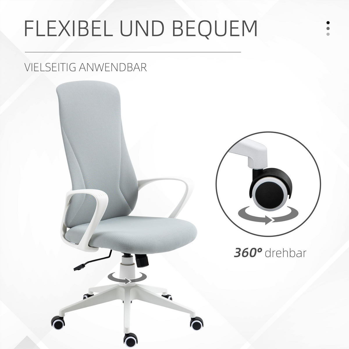 BÜROSTUHL, PC Stuhl, Stretchstoff, Hellgrau - Hellgrau, Textil (56/119.5/62cm) - Vinsetto