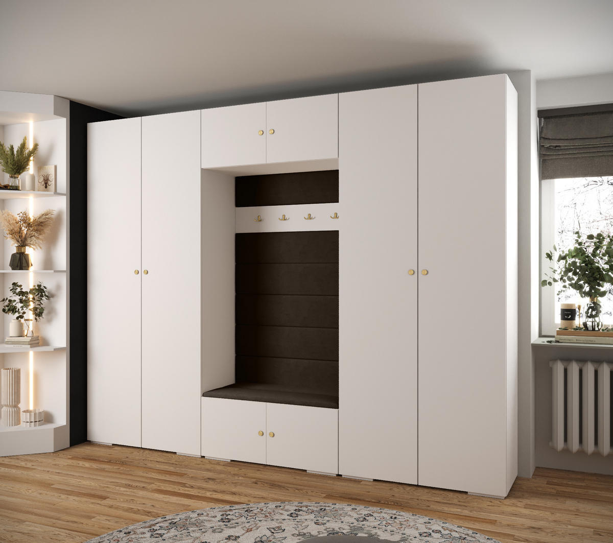 GARDEROBEN-SET 236,7/300/47 - Goldfarben/Schwarz, Holz/Kunststoff (300/236.7/47cm) - Abiks Möbel