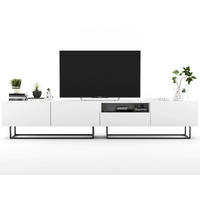 TV-LOWBOARD 2-er Set Enjoy Weiß Matt Schublade mit Metallrahmen 120 cm - Schwarz/Weiß, Keramik/Holzwerkstoff (35/240/46cm) - Meble Lindner