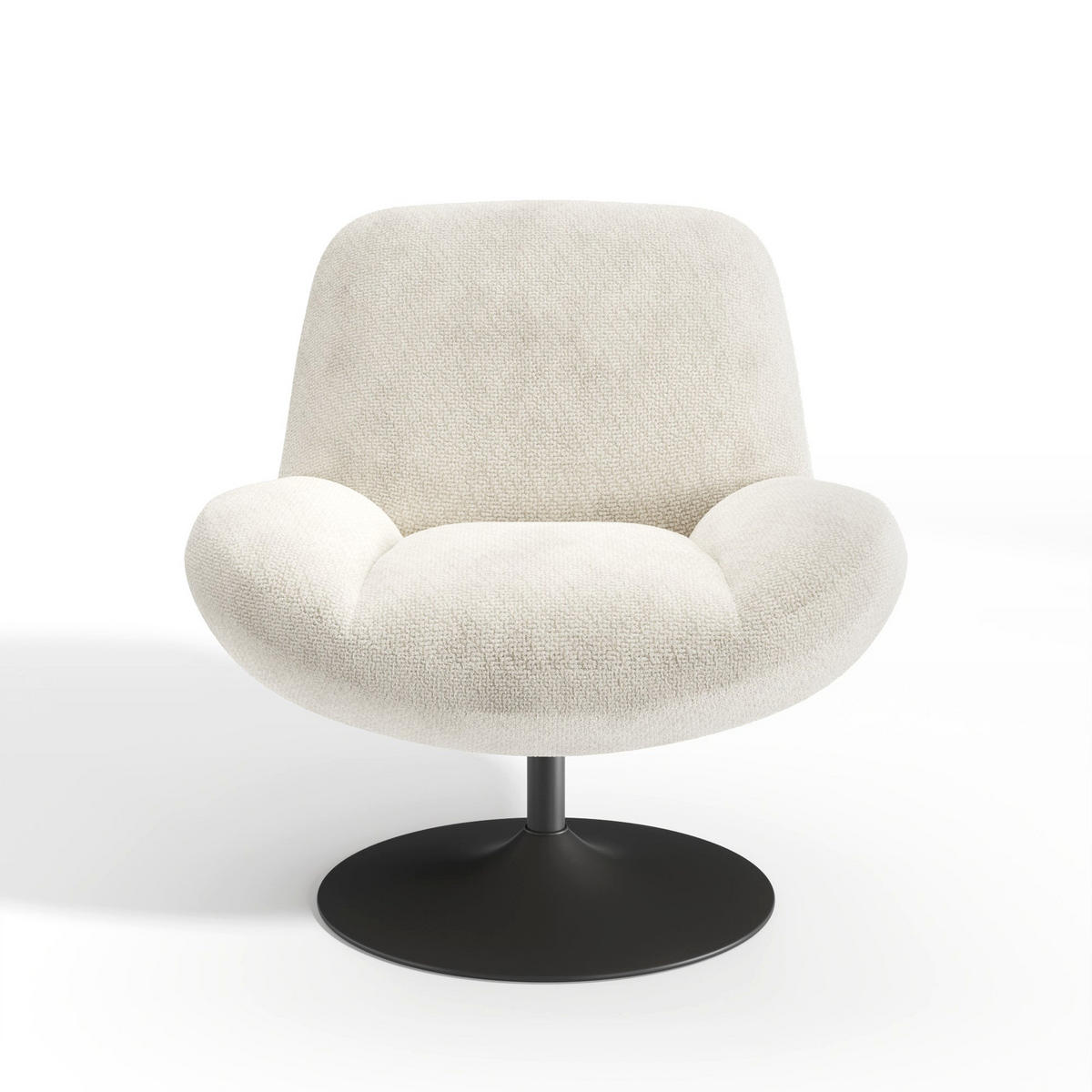 DREHSESSEL RETRO Schlingenvelours Creme 71cm - Creme, Textil (71/80/76cm) - Premium Interiors