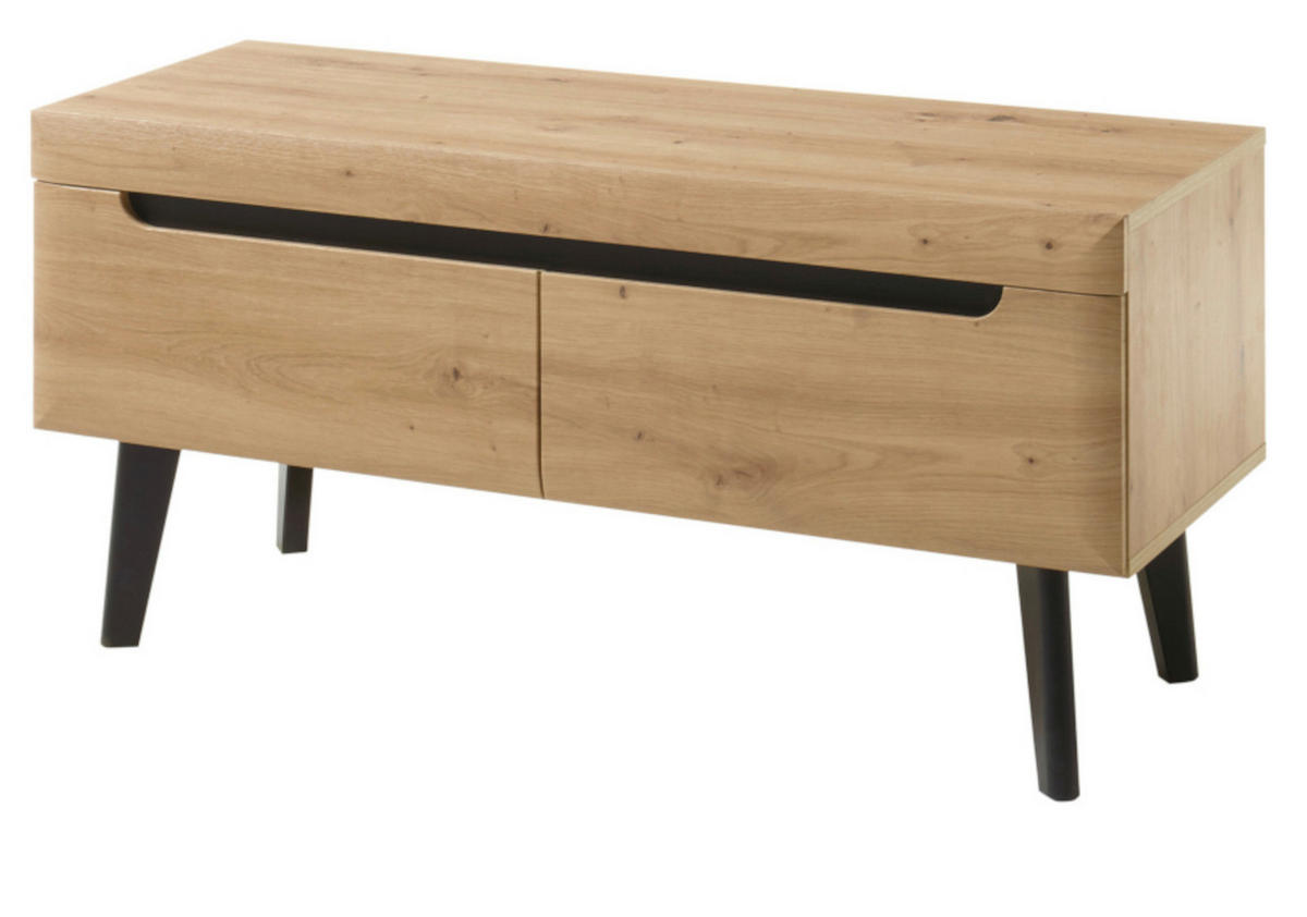 TV-LOWBOARD Ronson in Eiche Artisan und schwarz 107 x 50 cm - Eichefarben/Schwarz, Holzwerkstoff/Metall (107/50/40cm) - Furn.Design