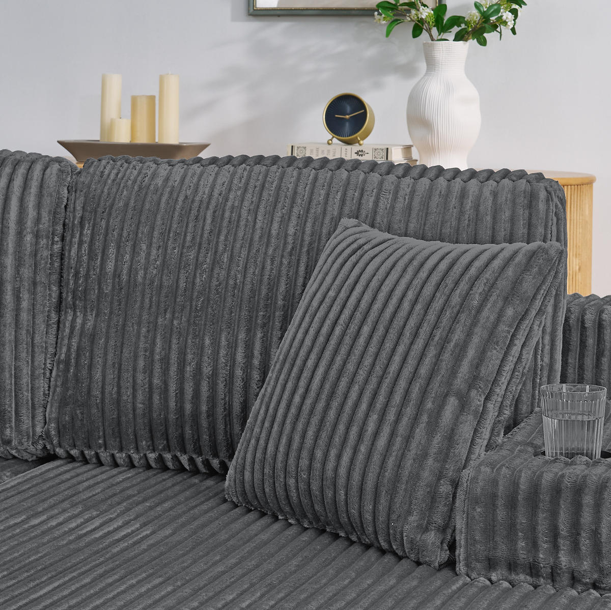 SOFA multifunktional 2-Sitzer Schlafsofa Kordstoff Gray - Grau, Textil (154/78/186cm) - Meubliv