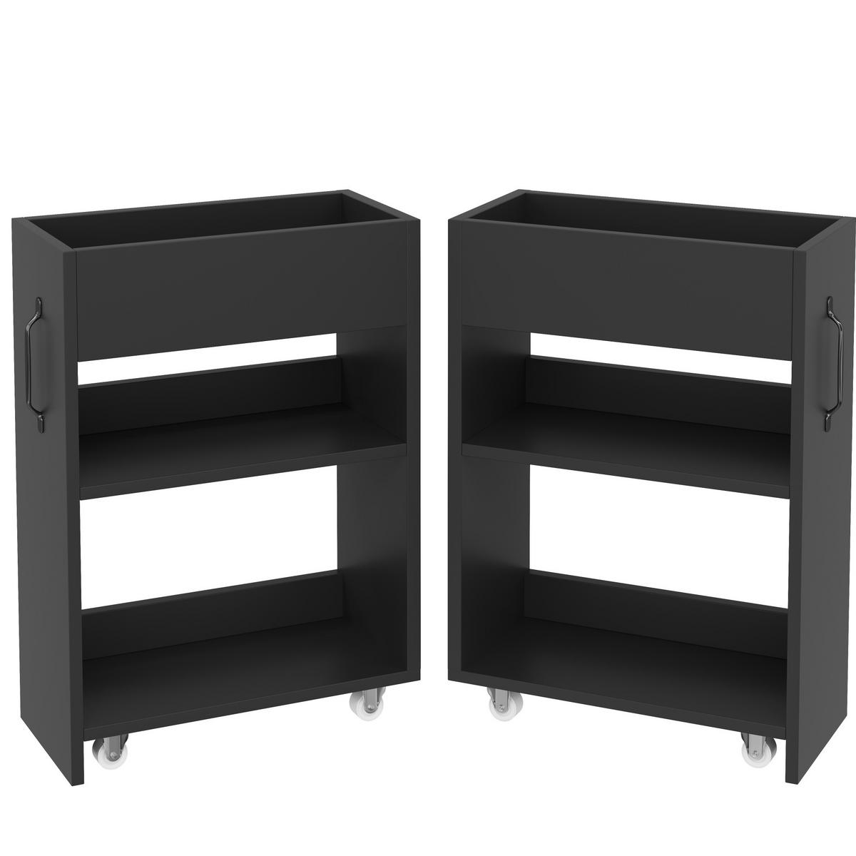 SIDEBOARD 52/50/75 cm aus Spanplatte mit beidseitig montierbaren Auszügen Schwarz - Schwarz, Holzwerkstoff (52/75/50cm) - Modenvie