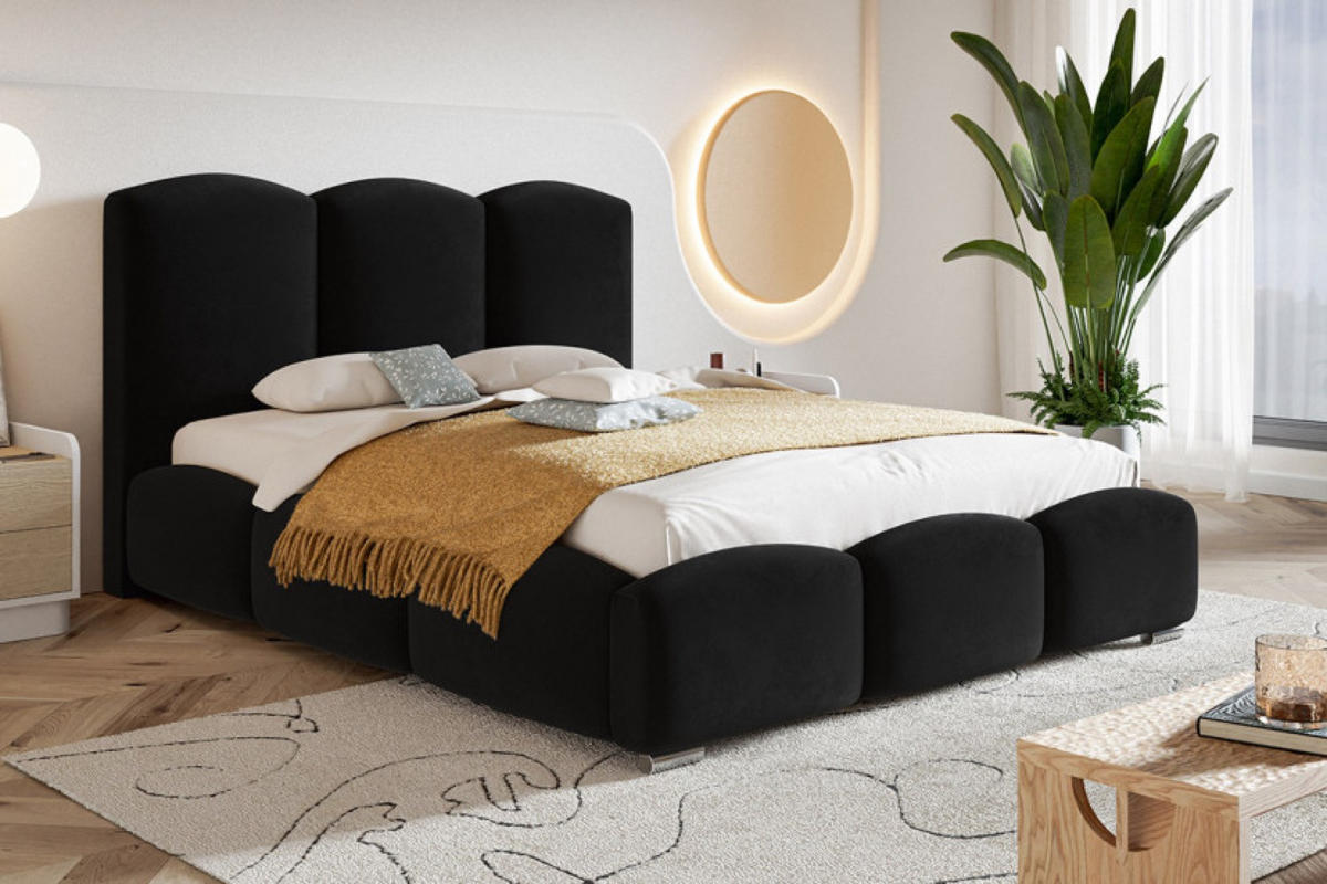 BETT Schwarz BEN 14 Modern 180x200 cm - Schwarz/Grün, Textil (180/200cm) - Sepro Meble