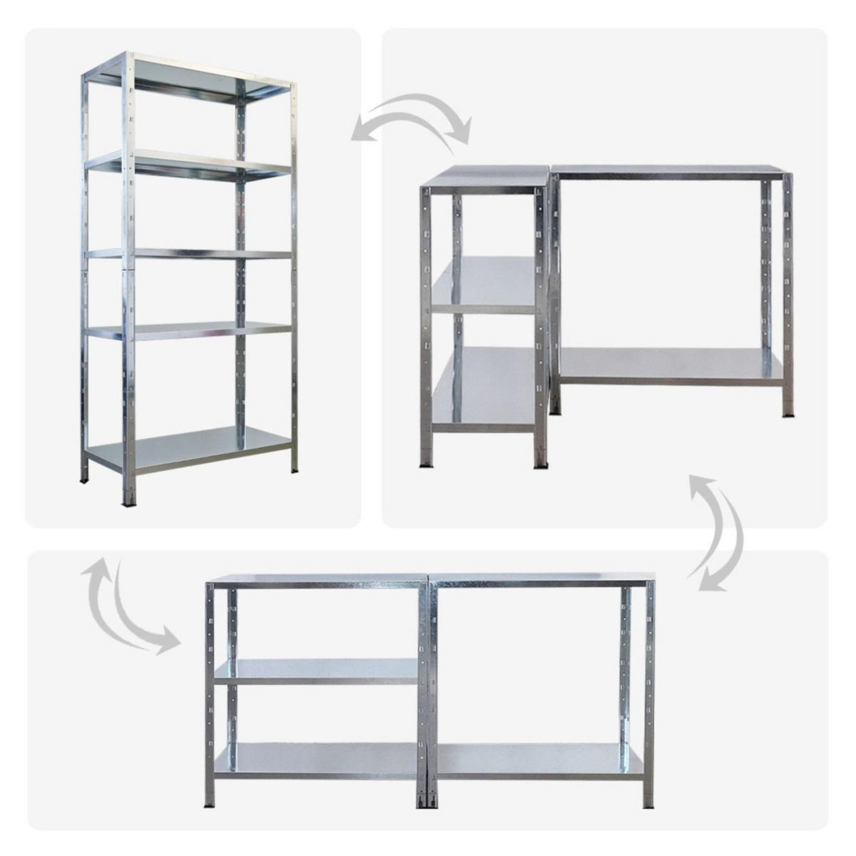 SCHWERLASTREGAL Ares 2er-Set 180x90x40cm Fachlast 125 kg Verzinkt - Silberfarben, Metall (180/180/40cm) - PROREGAL