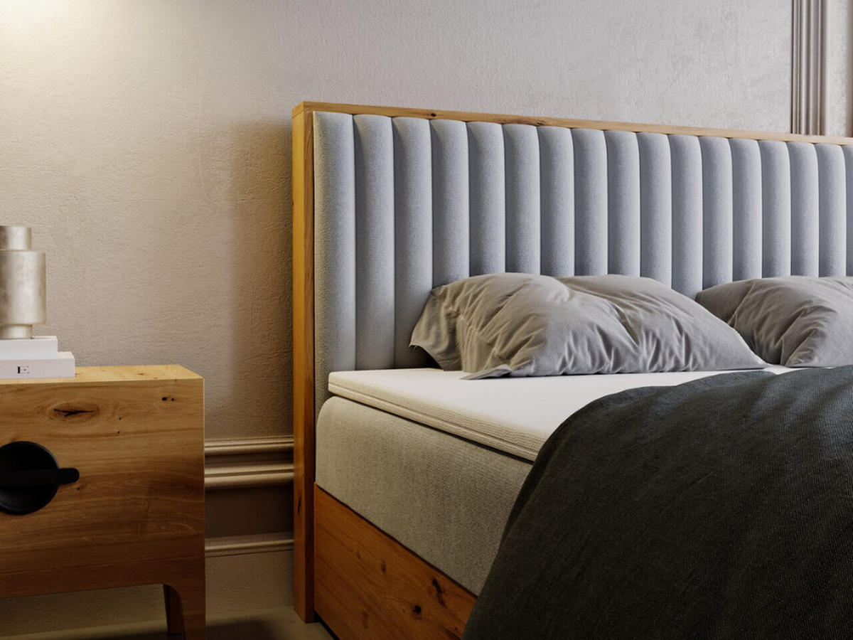 BOXBETT Forest 140x200 Hellgrau - Hellgrau, Holz/Textil (140/200cm) - Graingold