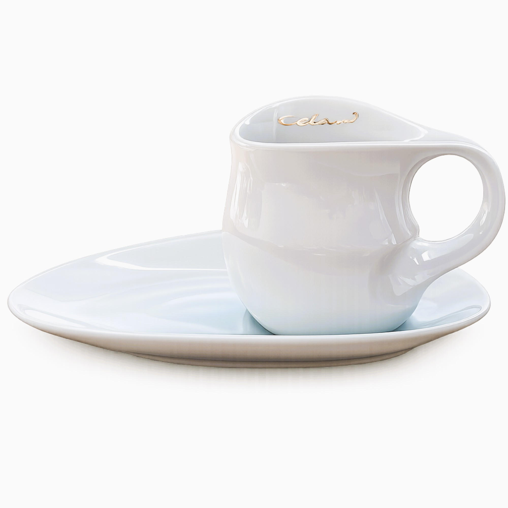 KAFFEE Cappuccino Tasse mit Untertasse 2 tlg. weiß - Weiß, Keramik (0.3L) - Luigi Colani Porzellan