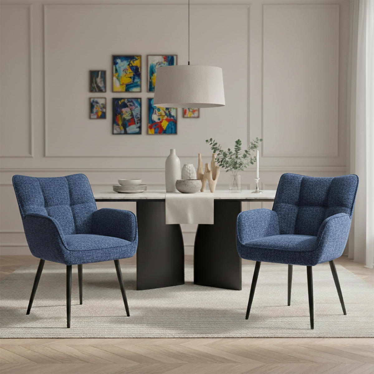 ESSZIMMERSTUHL Mika-Miro - Blau/Schwarz, Textil/Metall (59/84/66cm) - DUBI Möbel