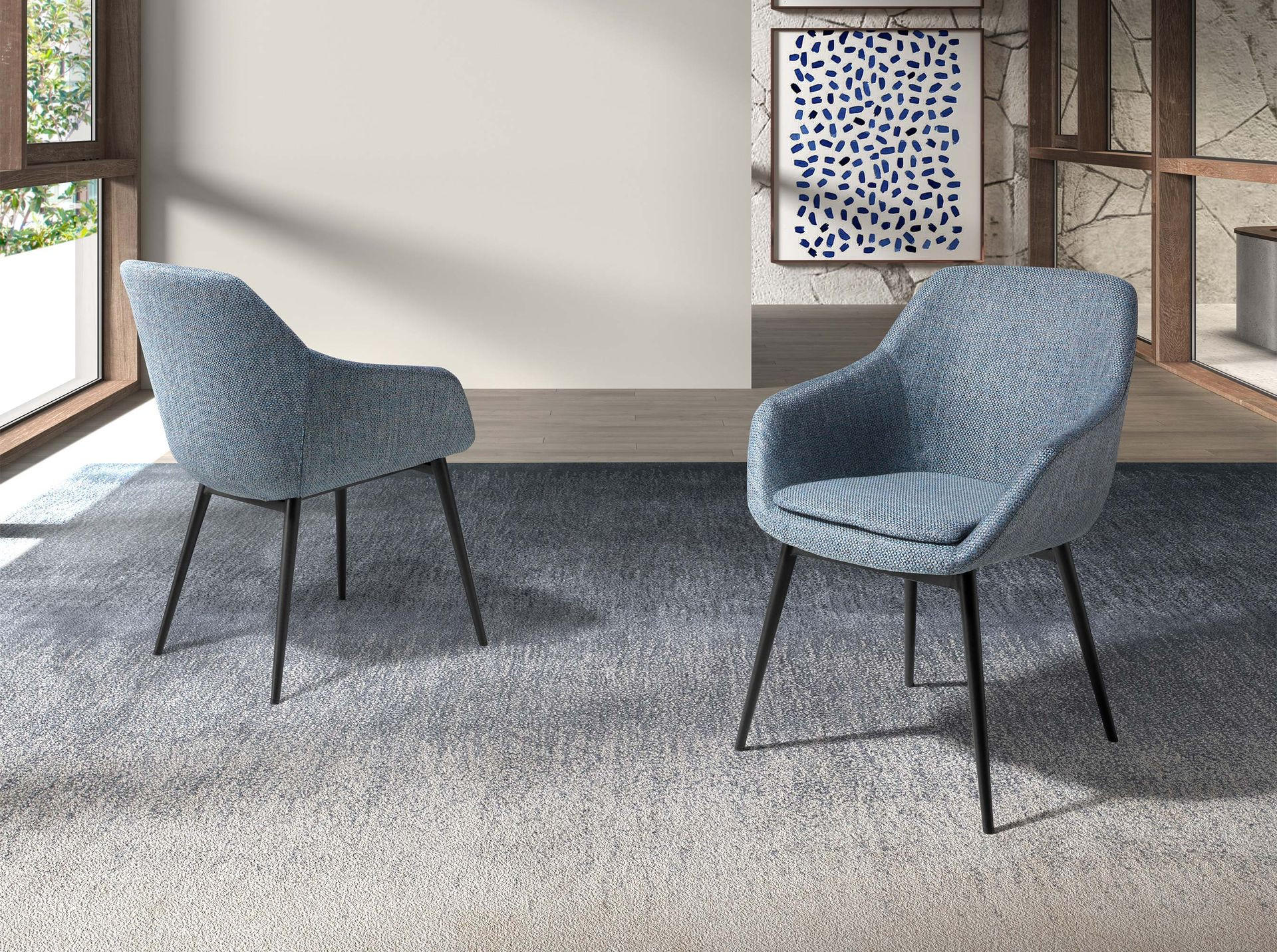 Thumbnail - Angel Cerda Stuhl, Blaugrau, Textil, Marmor Optik, 1-Sitzer, Füllung: Polyurethan (PUR),Polyurethan (Pur), nicht einzeln...