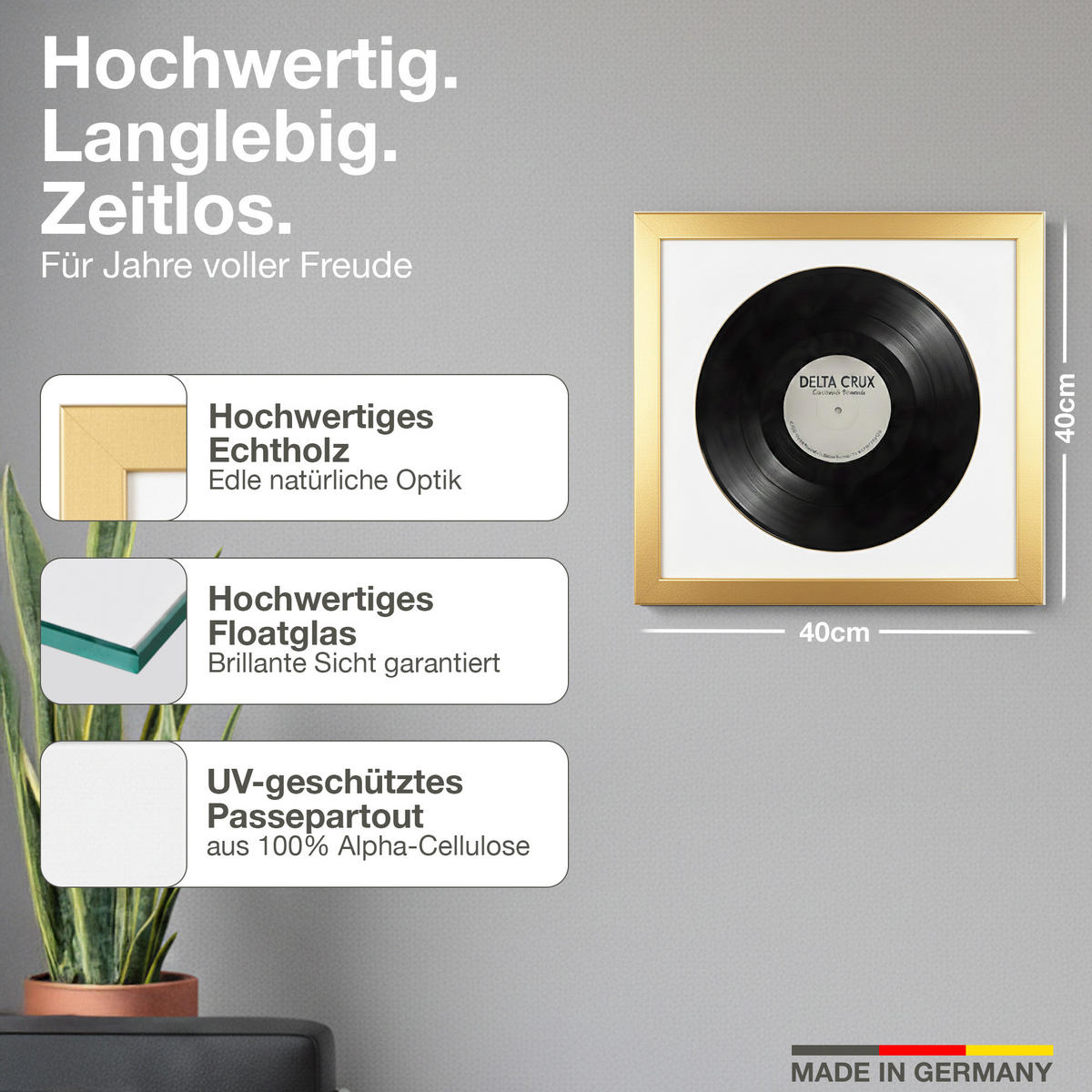 VINYL BILDERRAHMEN 40/40 2er Set - Goldfarben, Holz (40/40cm) - K-Möbel