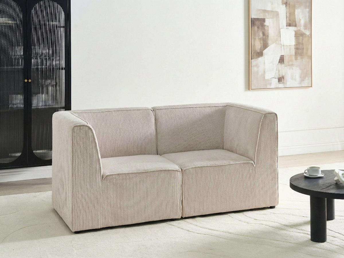 MODULÁRNÍ POHOVKA 2-místná Béžová Manšestr Lemvig - béžová, textil (166/78/83cm) - Beliani