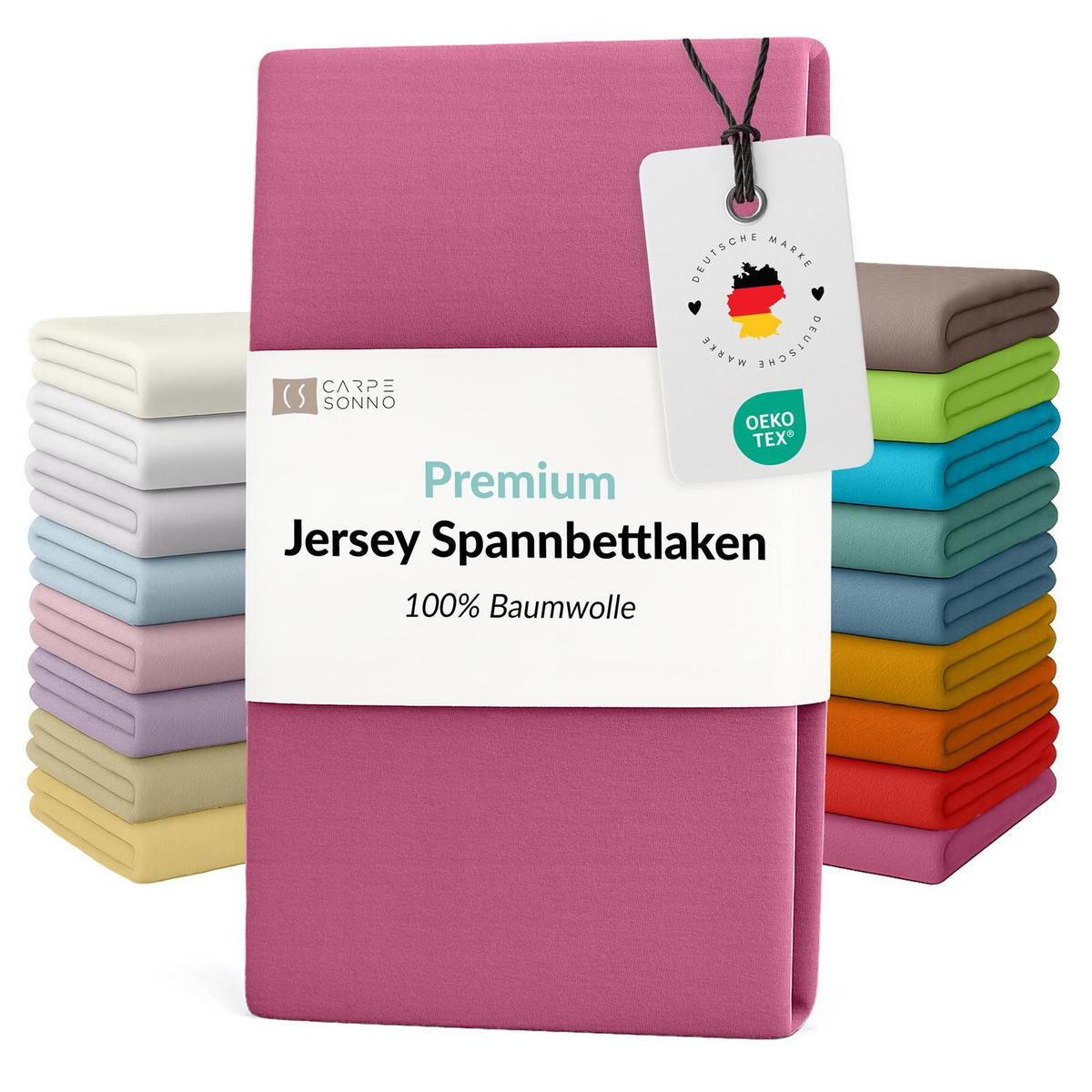 JERSEY-SPANNBETTLAKEN 90x200 - 100x200 Feine Bettlaken aus 100% Baumwolle, Spannbetttuch Laken Uni Pink - Pink, Textil (100/200cm) - Carpe Sonno