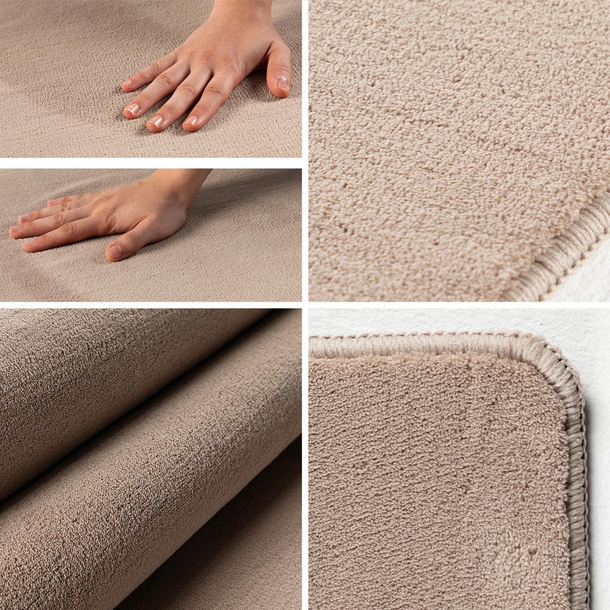 TEPPICH Kurzflor Uni-Farbe Microfaser Antirutsch Wohnzimmer waschbar Beige Rechteckig 200x290 - Beige, Textil (200/290cm) - KADIMA DESIGN