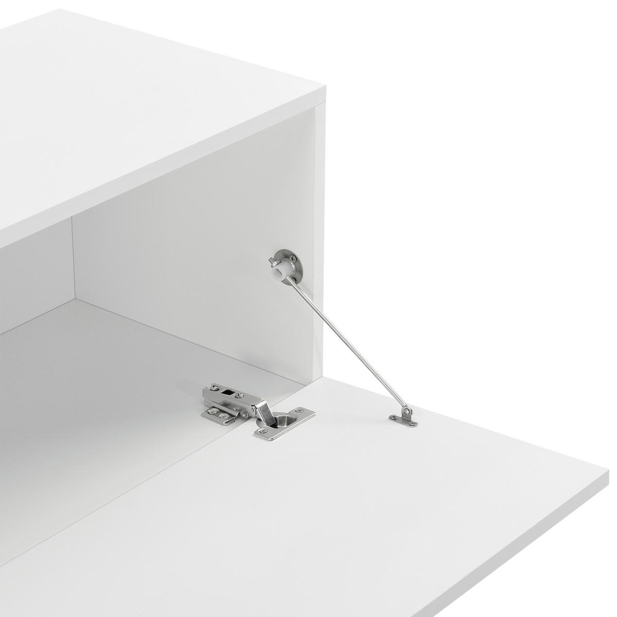 HÄNGELOWBOARD Evaton - Weiß Hochglanz, Holzwerkstoff (140/30/33cm) - [en.casa]