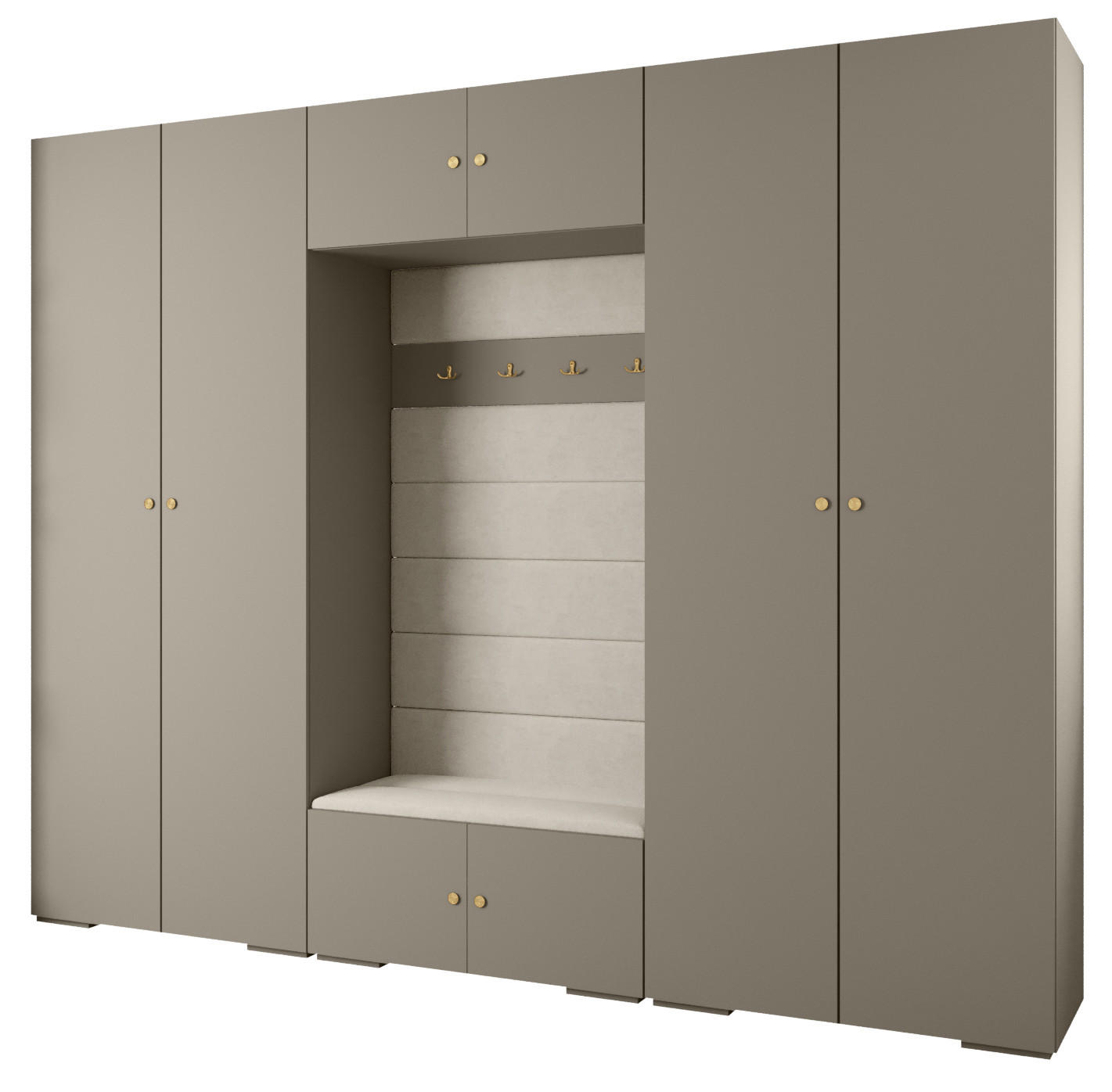Abiks Möbel Garderoben-Set Kaschmir, Beige, Gold 300x236.7x47 cm