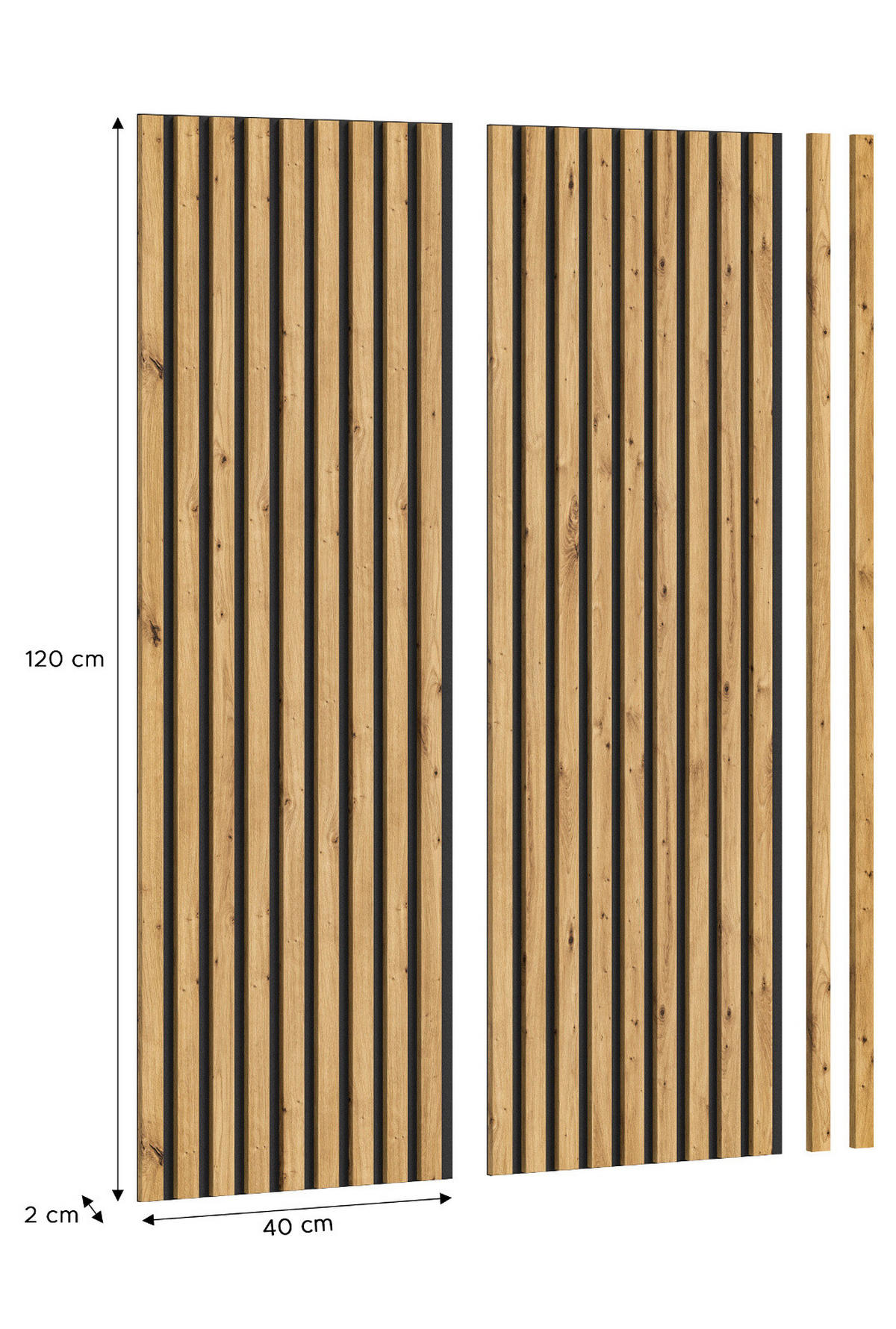 AKUSTIKPANEEL Set 2-teilig Eiche Artisan, Wandpaneel 40 x 120 cm - Eiche Artisan, Holzwerkstoff (40/120/2cm) - Inn.Furn