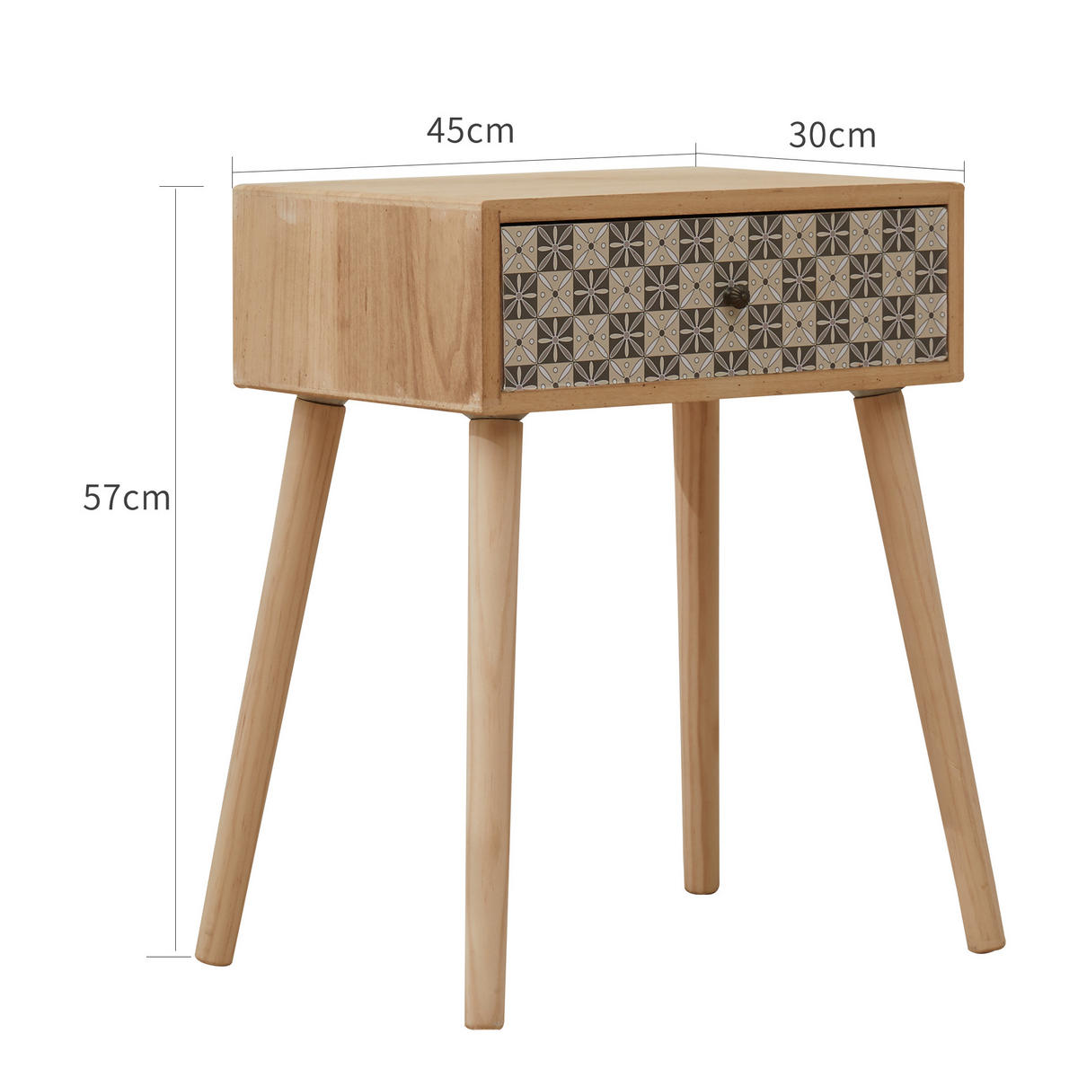 NACHTTISCH Hellbraun 30/45/57 cm - Hellbraun, Holzwerkstoff (30/57/45cm) - Mobili Rebecca