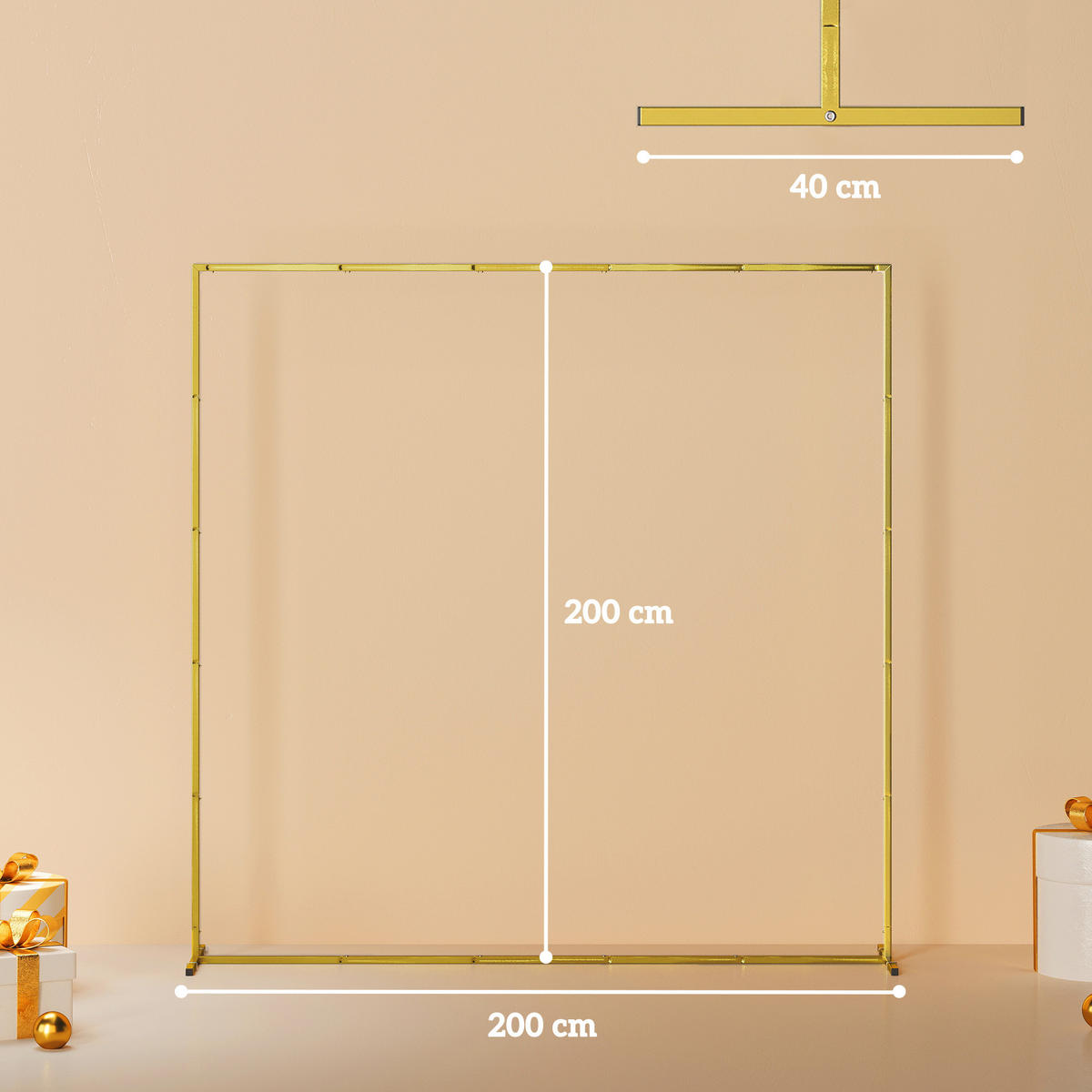 ROSENBOGEN DE-18337 2 m hoch für Hochzeit & Dekoration Gold - Goldfarben, Metall (200/200/40cm) - ComfortXL