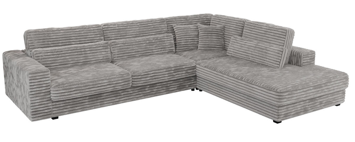 ECKSOFA Savona Hellgrau breiter Cord - rechts - Hellgrau/Schwarz, Kunststoff/Textil (249/316cm) - MKS