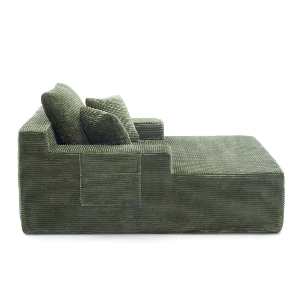 SOFAELEMENT 150/110/70 cm Grün Cord mit 2 Staufächer - Grün, Textil (70/150/110cm) - Oxeza