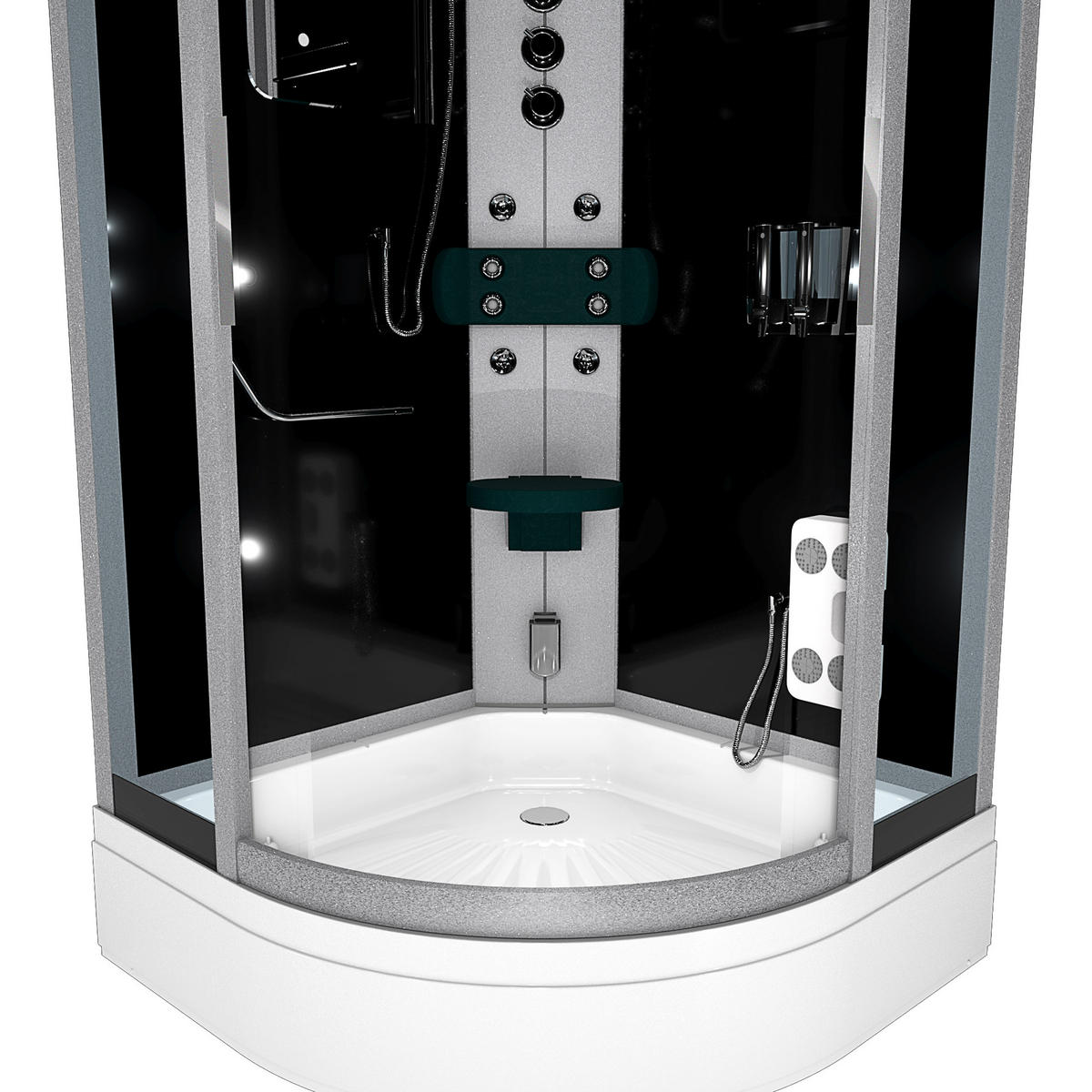 DAMPFDUSCHE Dusche D46-53T3-EC sw 90x90 - Schwarz, Glas/Kunststoff (90/90/225cm) - AcquaVapore by Sandra Jentho