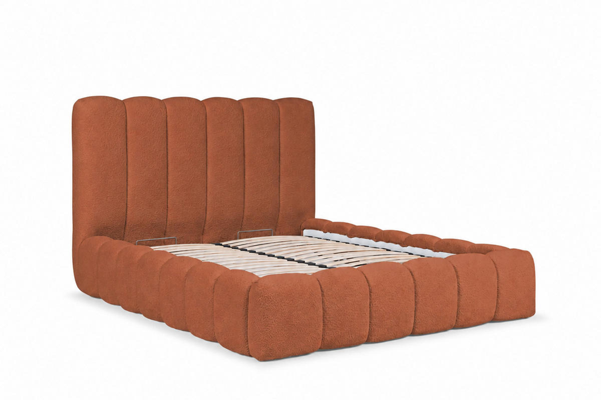 POLSTERBETT Mit Bettkasten, Chenille-Stoff Catch Me, Orange, 160x200 cm, CANDE - Orange, Holz (160/200cm) - Kaiser Möbel