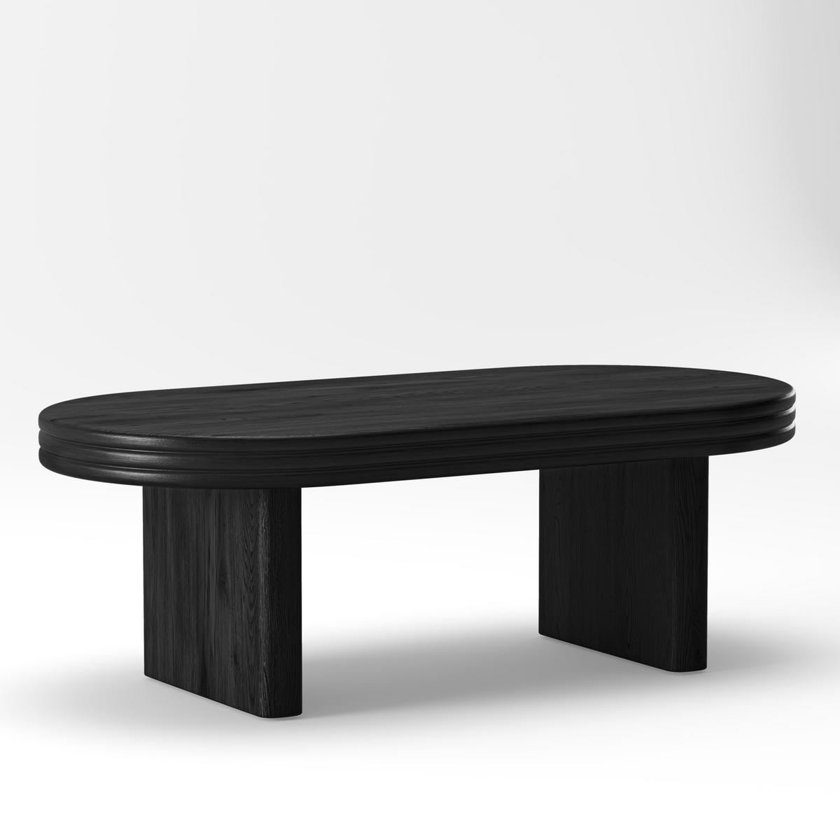 COUCHTISCH 120/60/41,5 cm Schwarz aus MDF mit ovalem Design und robustem Aufbau - Schwarz, Holzwerkstoff (120/60/41.5cm) - OKWISH