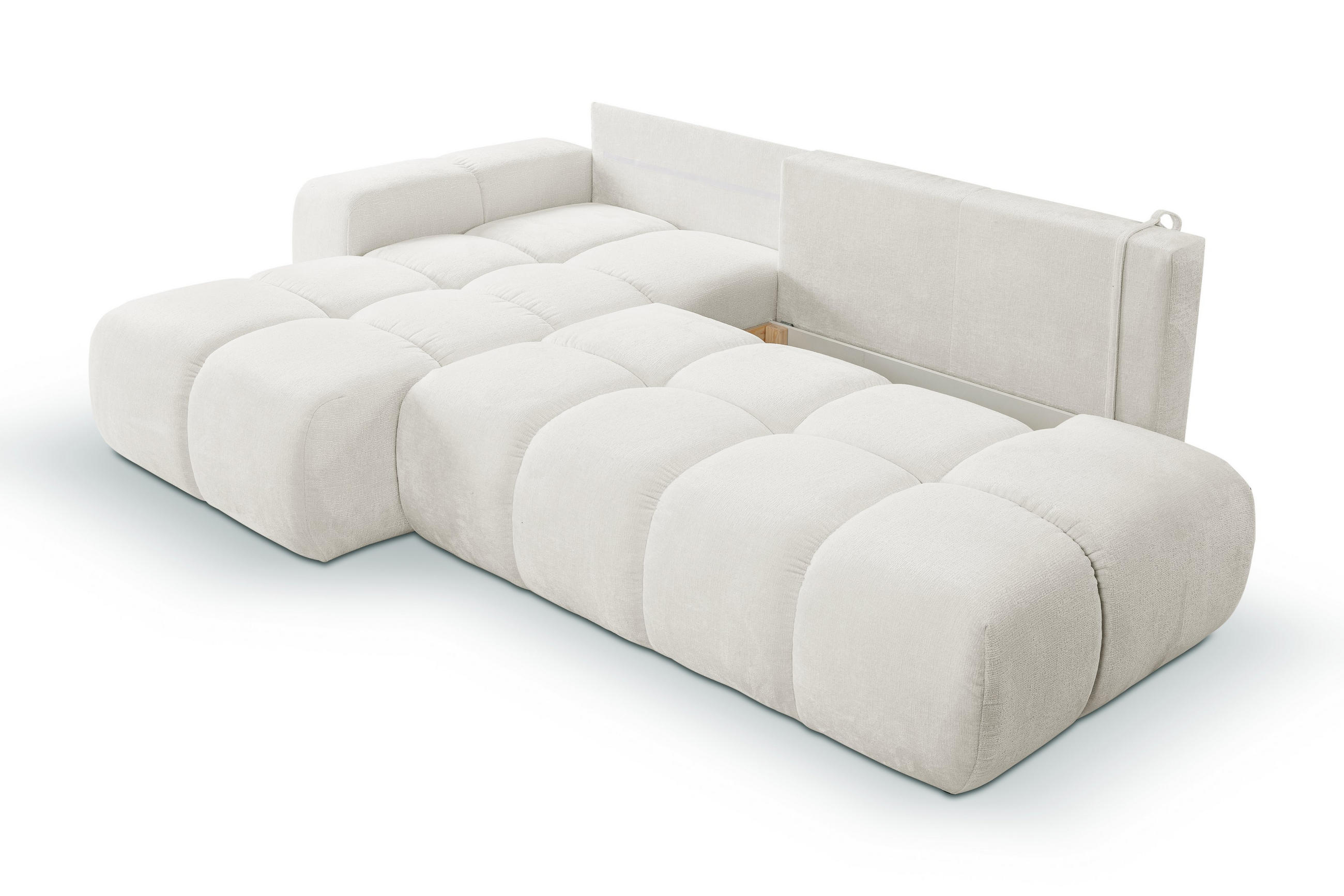 Thumbnail - Masseno Ecksofa, Creme, Holz, 5-Sitzer, L-Form,L-Form, 266.5x266.5 cm, Wohnzimmer, Sofas & Couches, Wohnlandschaften, Ec...
