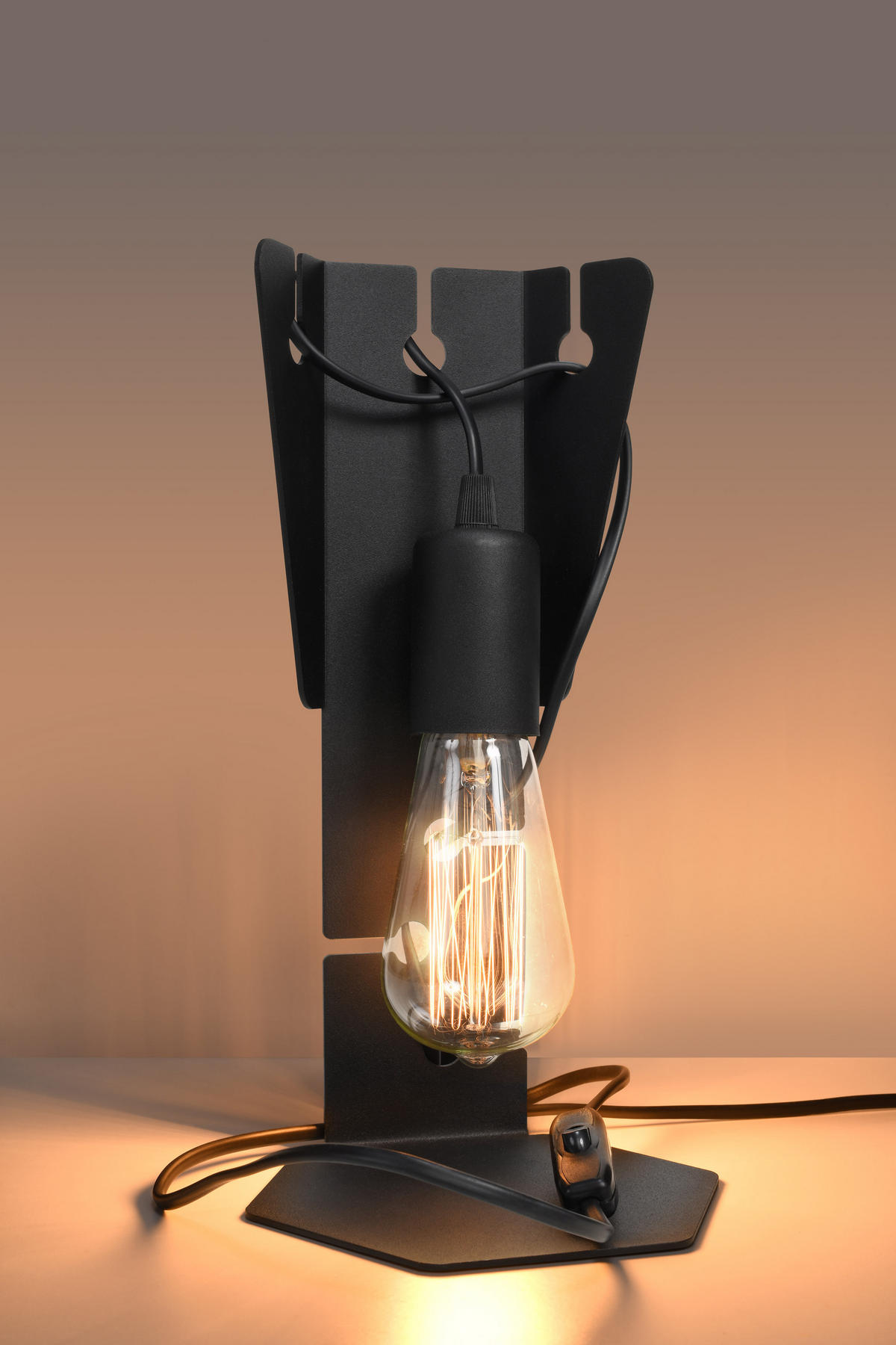 TISCHLEUCHTE Stahl Schwarz - Schwarz, Metall (16/14/30cm) - Sollux Lighting