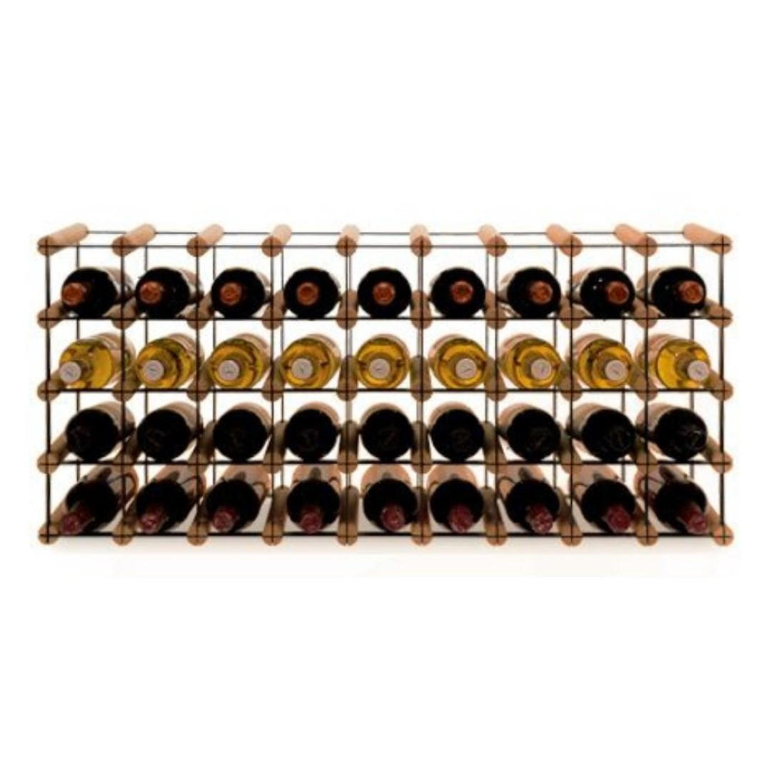 WEINREGAL Vinotega Mod Metal 42,5x92,5x24,5 cm 9x4 Flaschen Massives Kiefernholz Braun Geölt - Braun, Holz (92.5/42.5/24.5cm) - PROREGAL