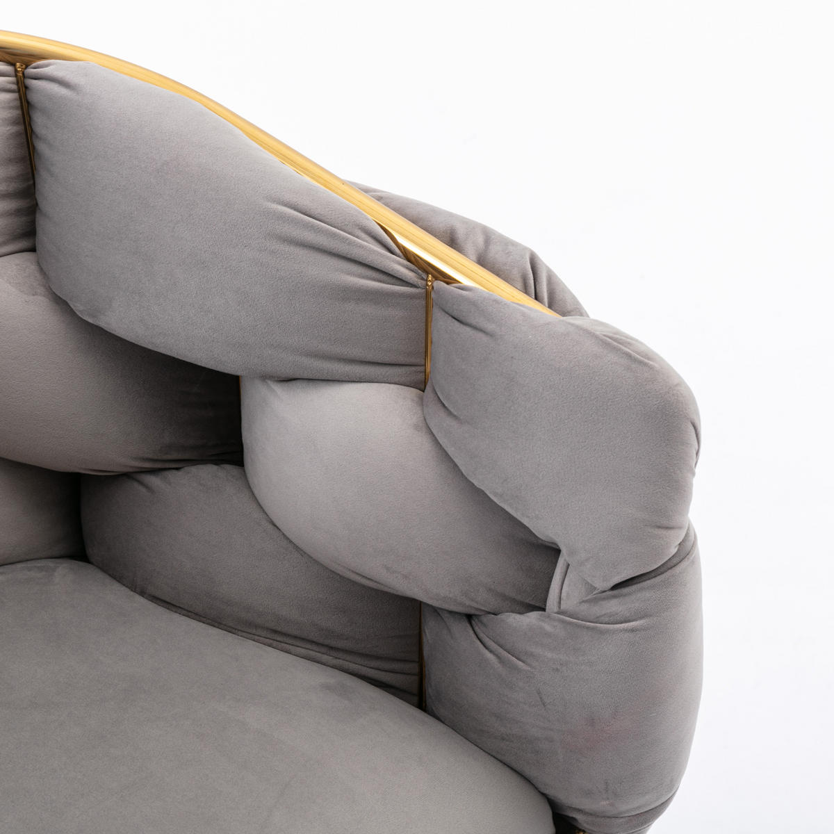SESSEL Samt Grau mit Metallgestell für Schlafzimmer, Wohnzimmer, Esszimmer - Grau, Textil/Metall (73/75/56cm) - WISHDOR