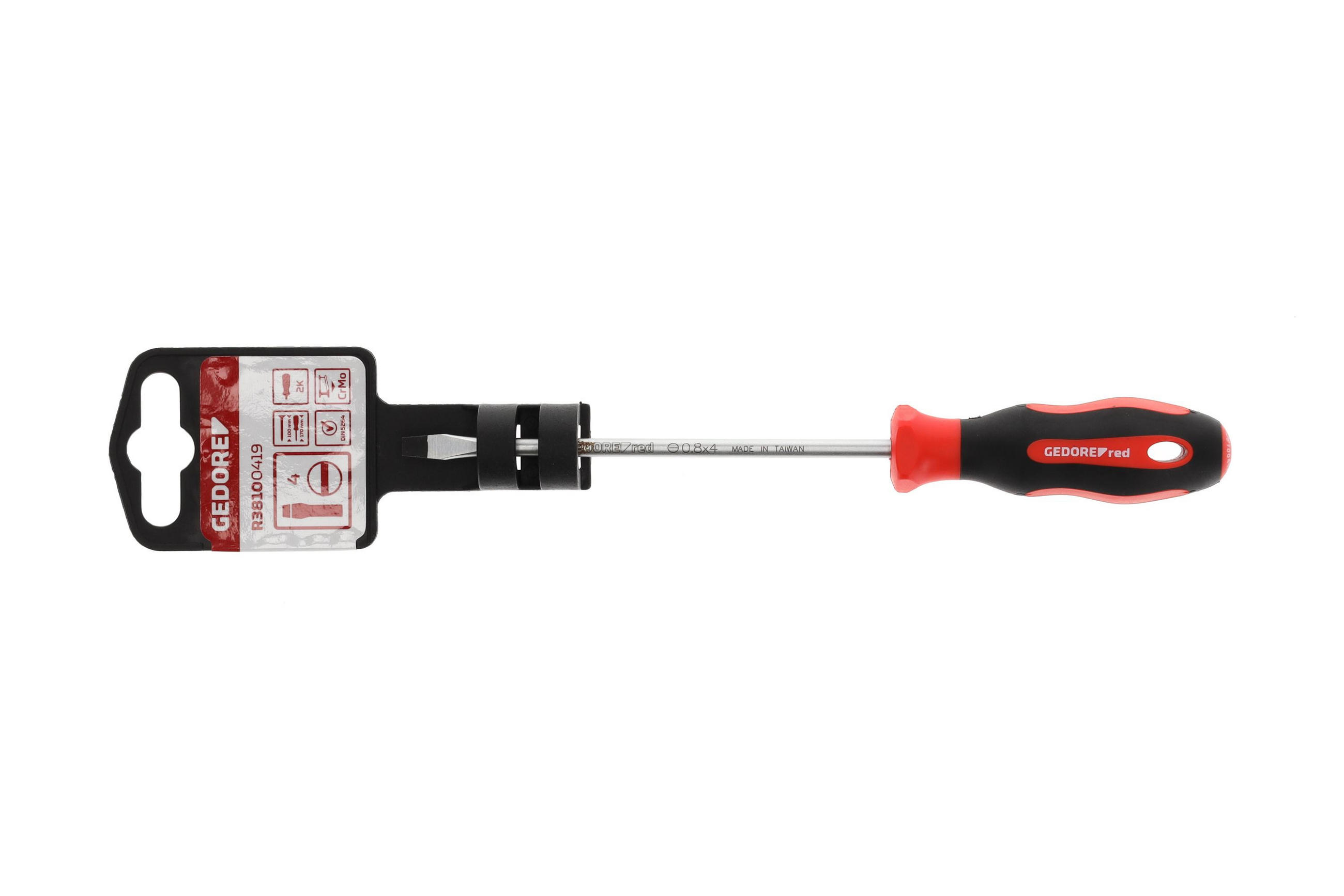 R38100419 2K-SCHRAUBENDREHER SCHLITZ 4 MM 0.8X100 MM - Multicolor, Kunststoff/Metall (5/22cm) - Gedore