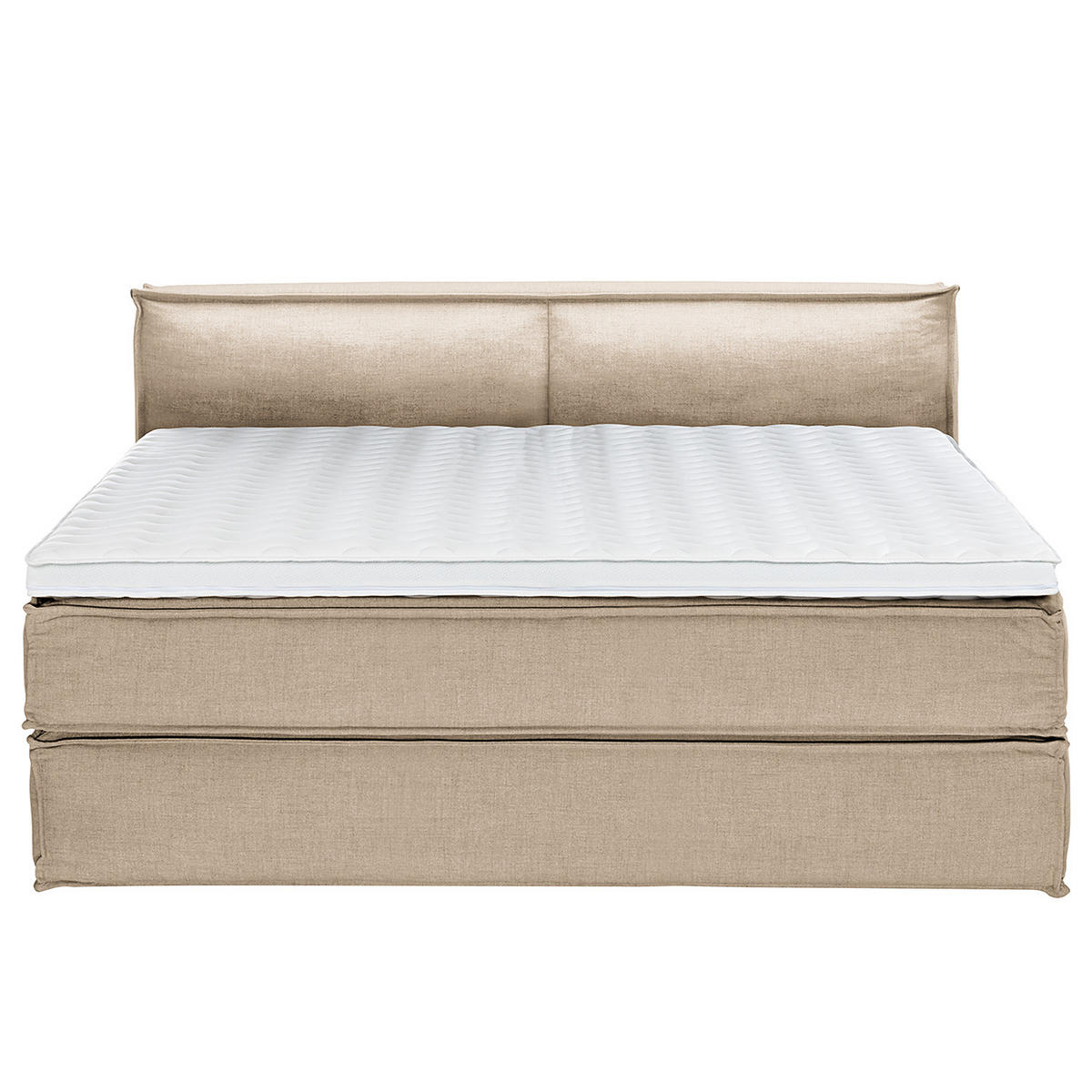 BOXSPRINGBETT mit Kopfteil - Premium - Beige, Textil (200/220cm) - home24